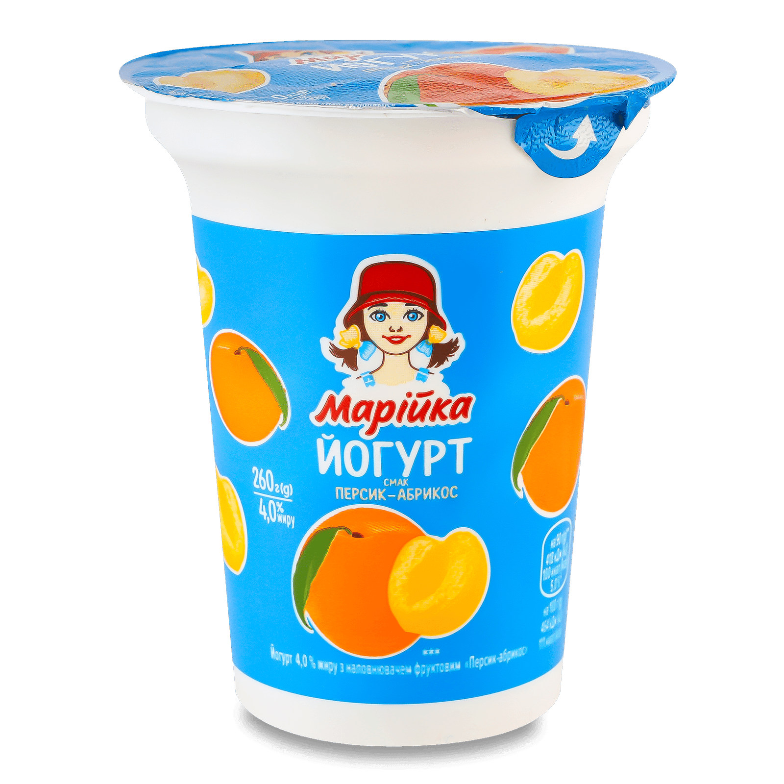 Йогурт Марійка персик абрикос 4% стакан - 1