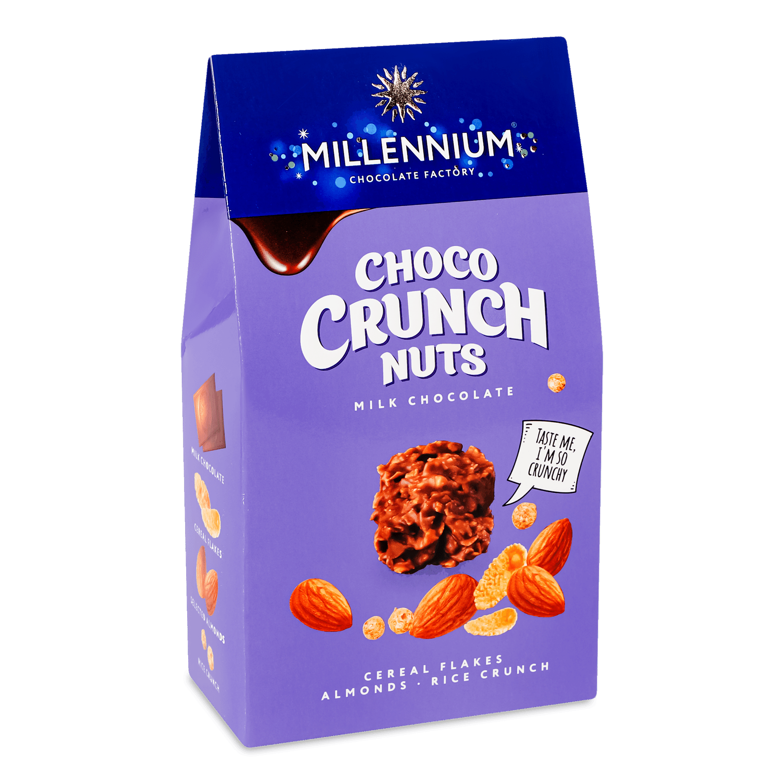 Цукерки Millennium Choco Crunch мигдаль-пластівці-рисові кульки - 1