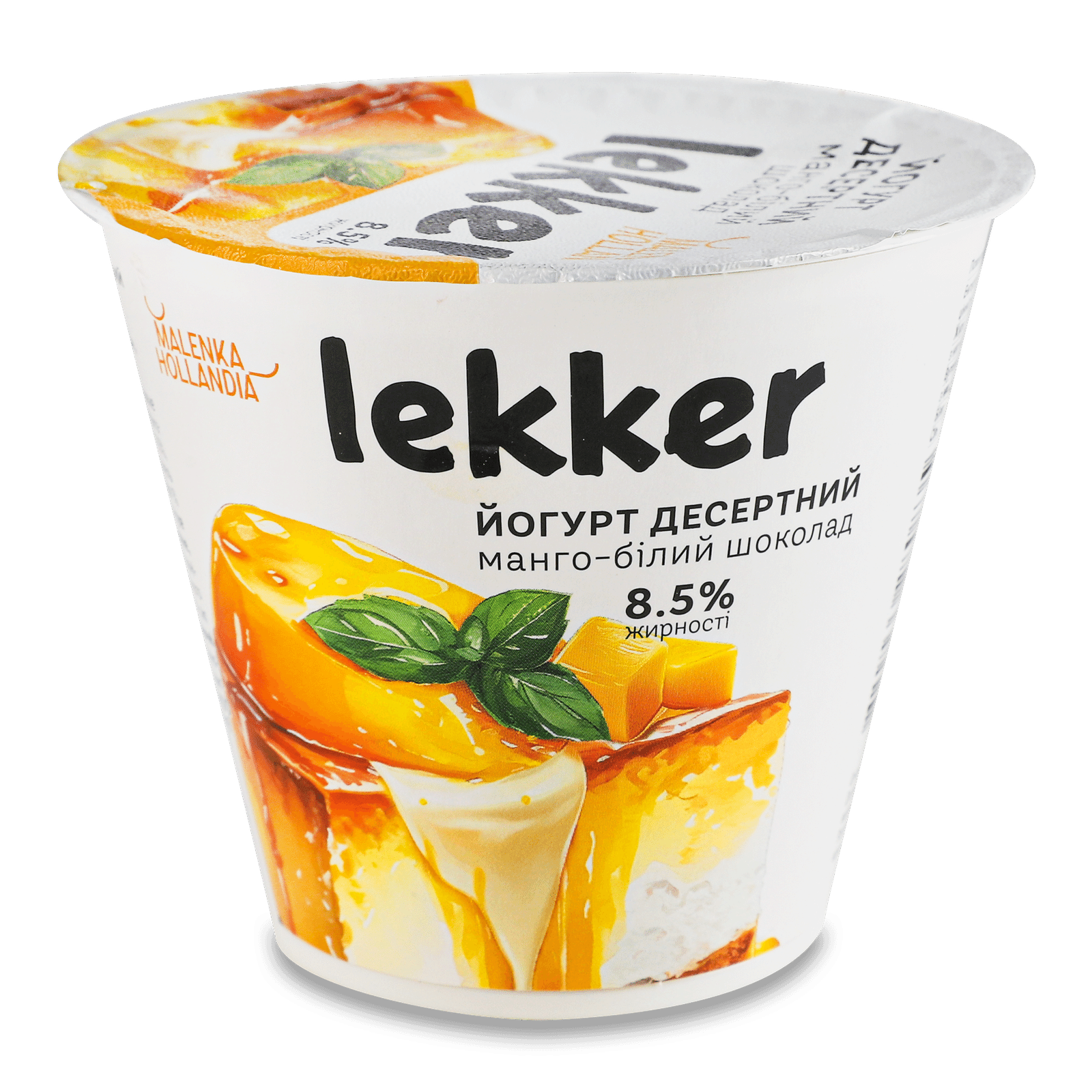 Йогурт Lekker манго-білий шоколад десертний 8,5% стакан - 1
