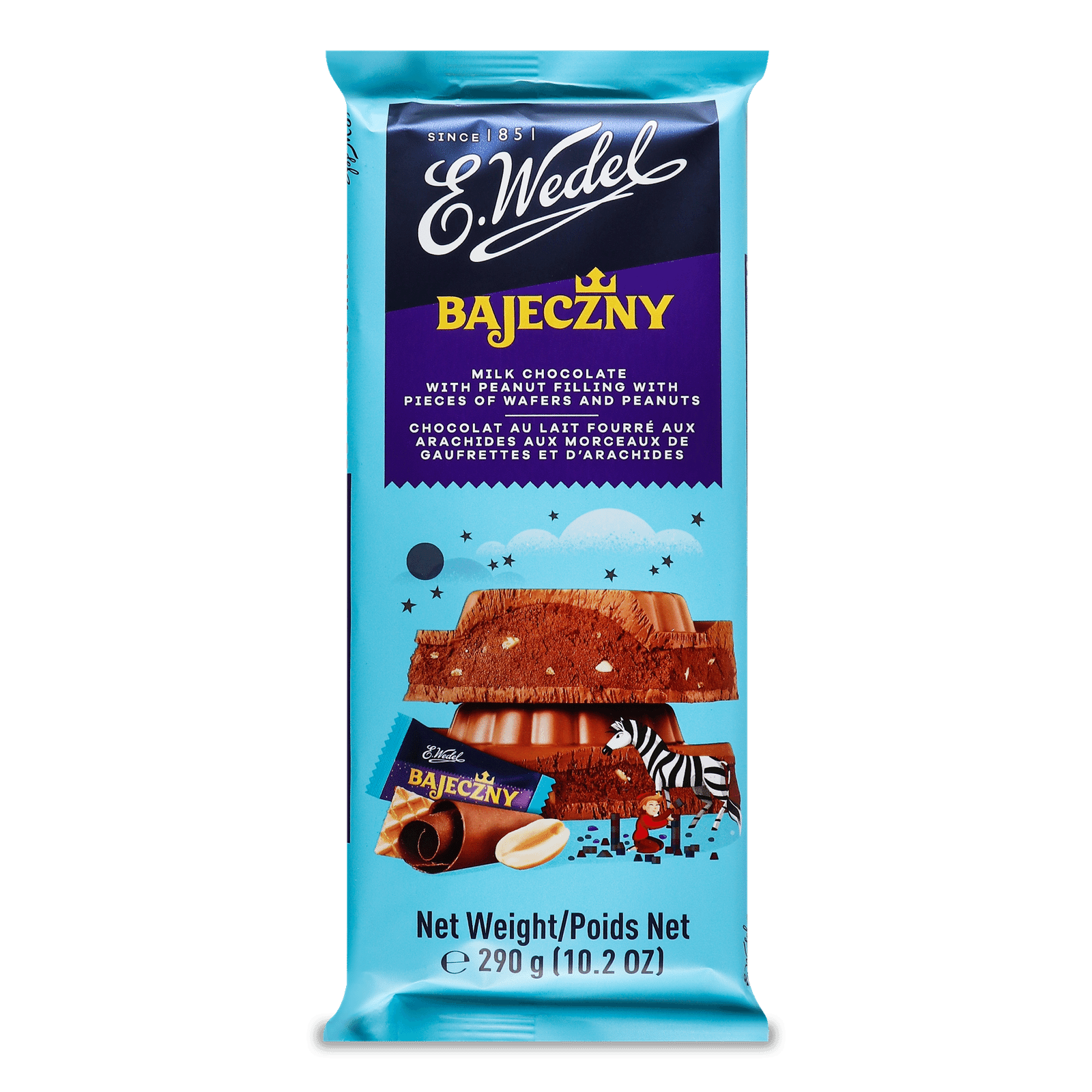 Шоколад молочний E.Wedel зі шматочками вафель та арахісу - 1