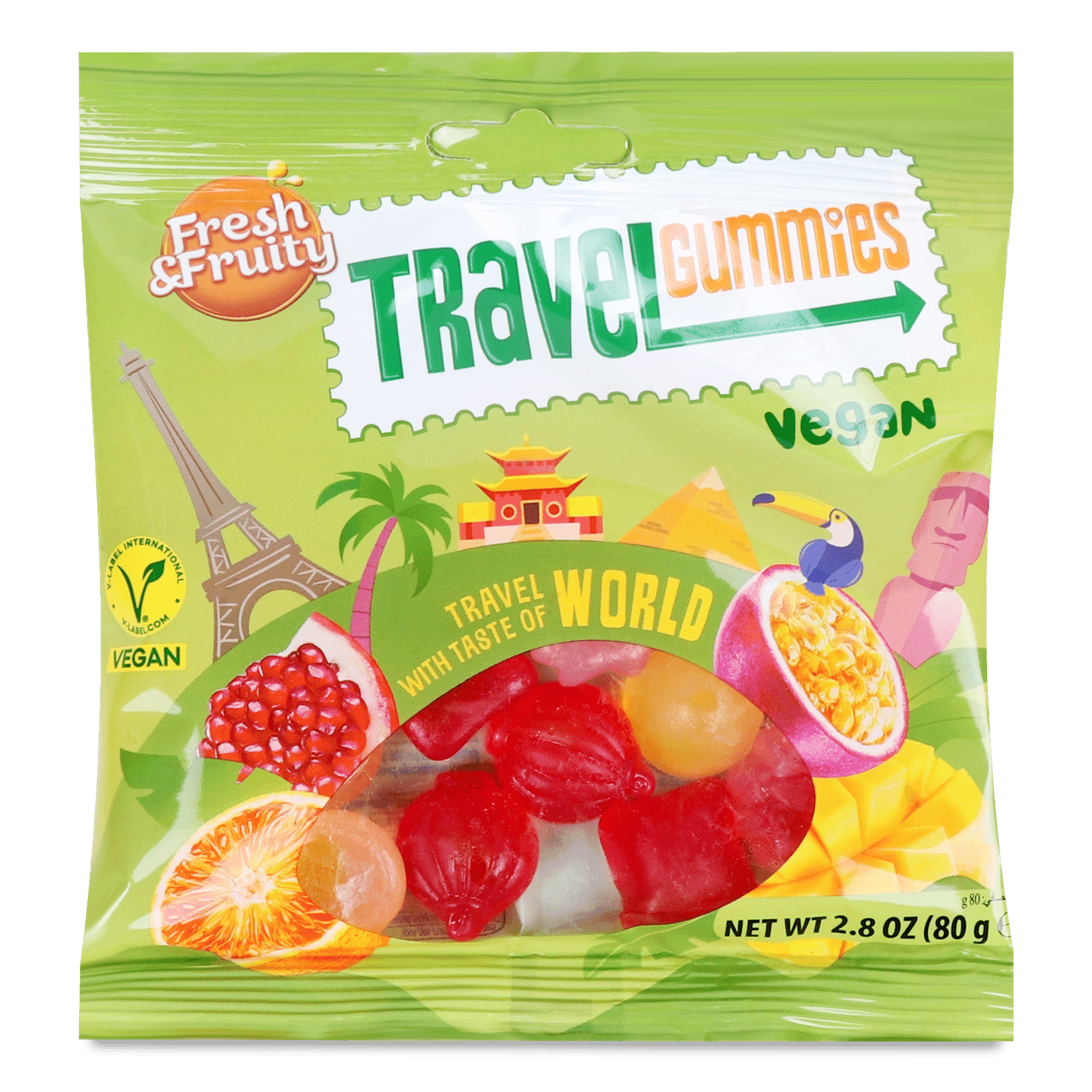 Цукерки Wawel Travel Gummies Vegan з фруктовим смаком - 1