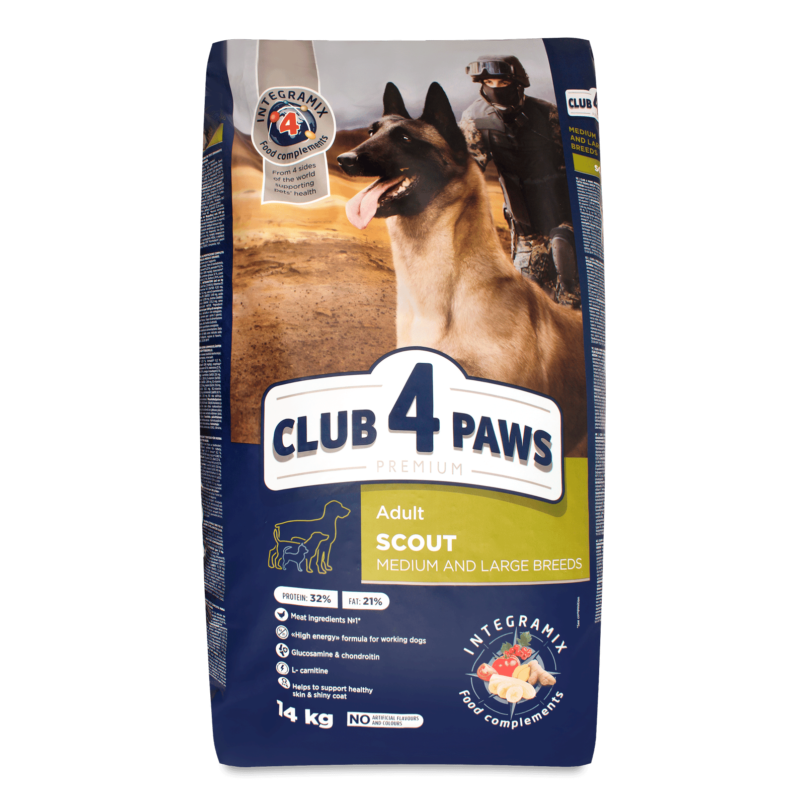 Корм для дорослих собак великих та середніх порід Club 4 Paws Scout сухий - 1