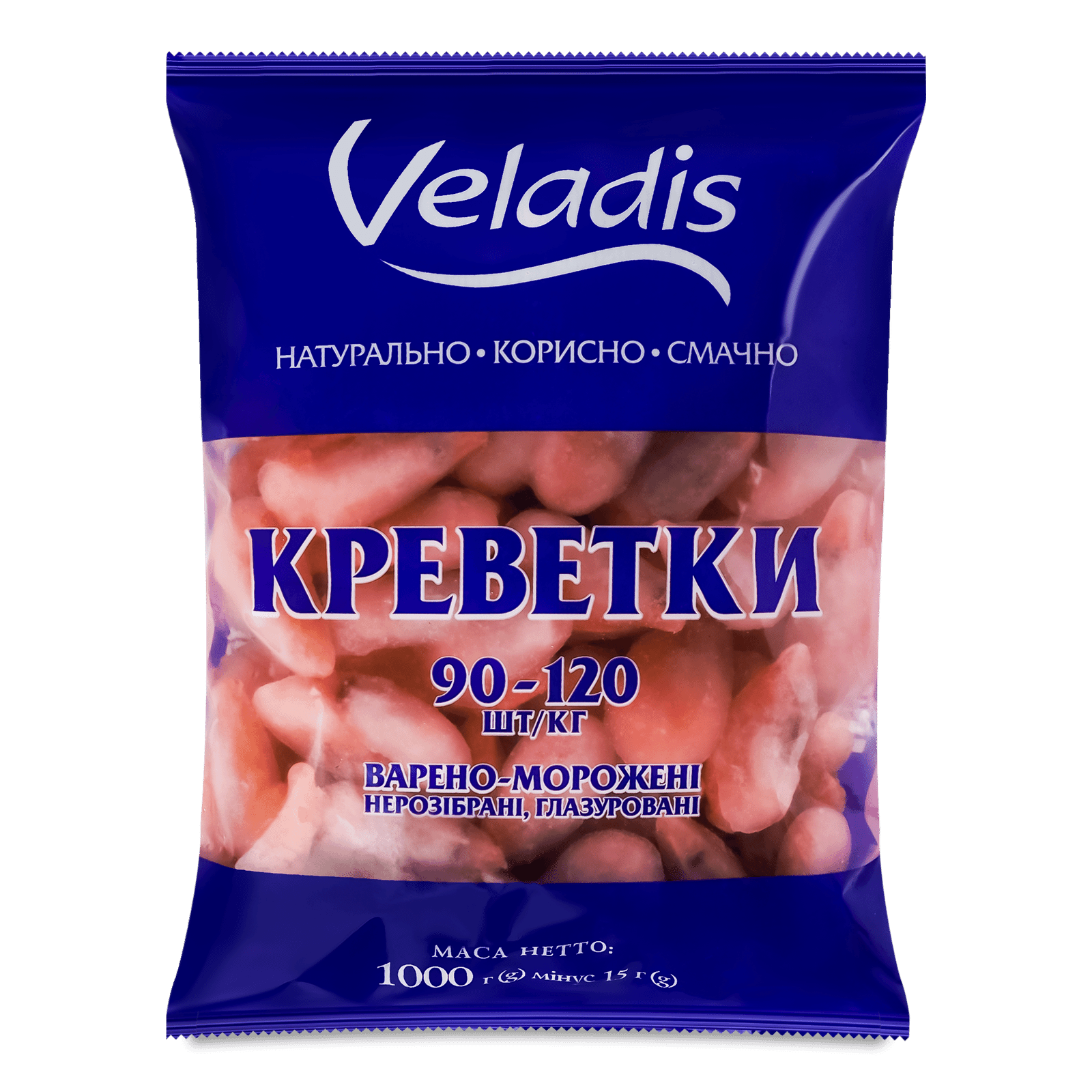 Креветки Veladis варено-морожені глазуровані 90-120 - 1