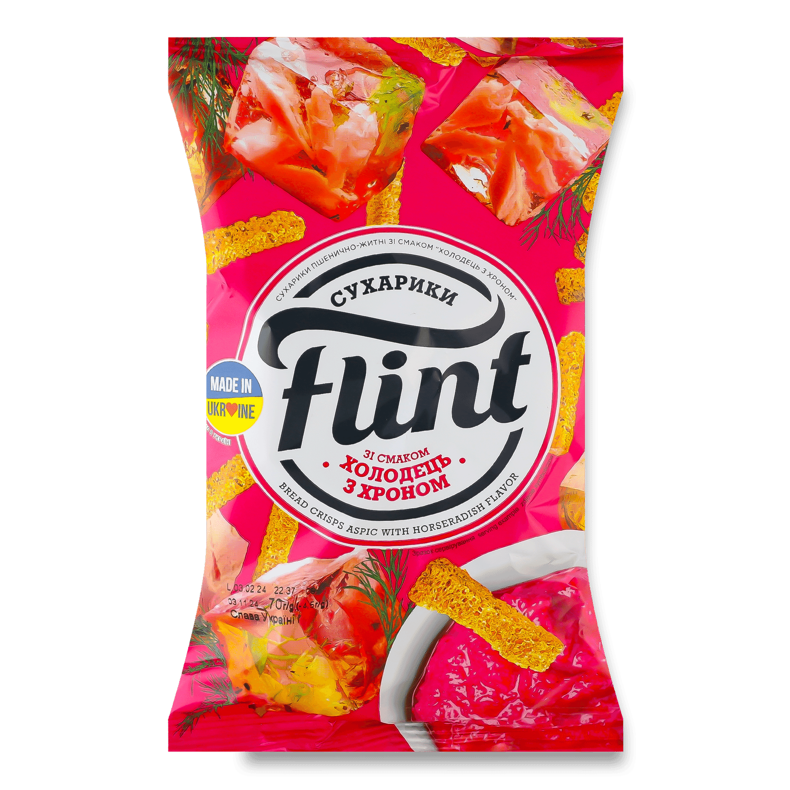Сухарики Flint зі смаком холодцю та хріну - 1