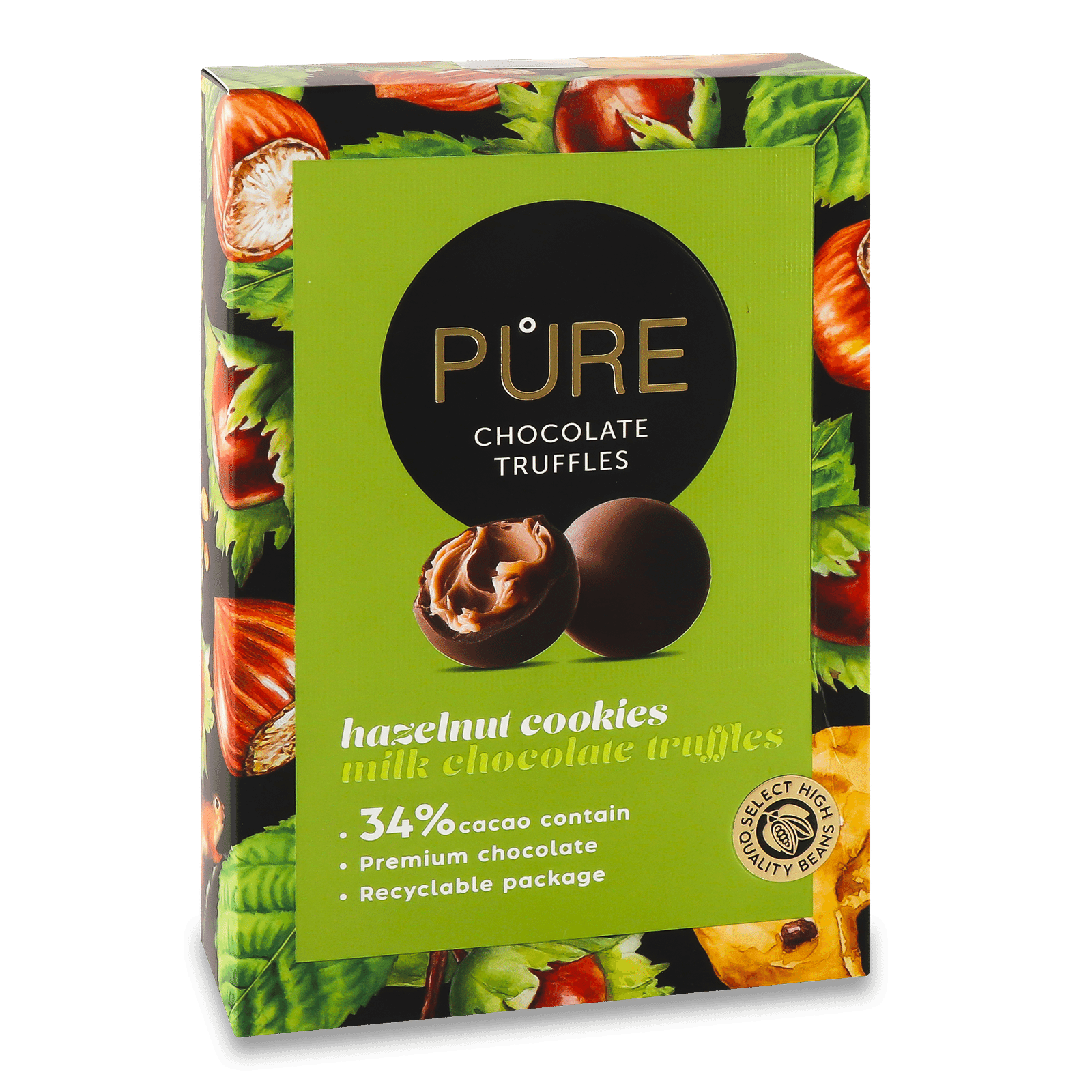 Цукерки Pure Chocolate трюфелі фундук-печиво - 1