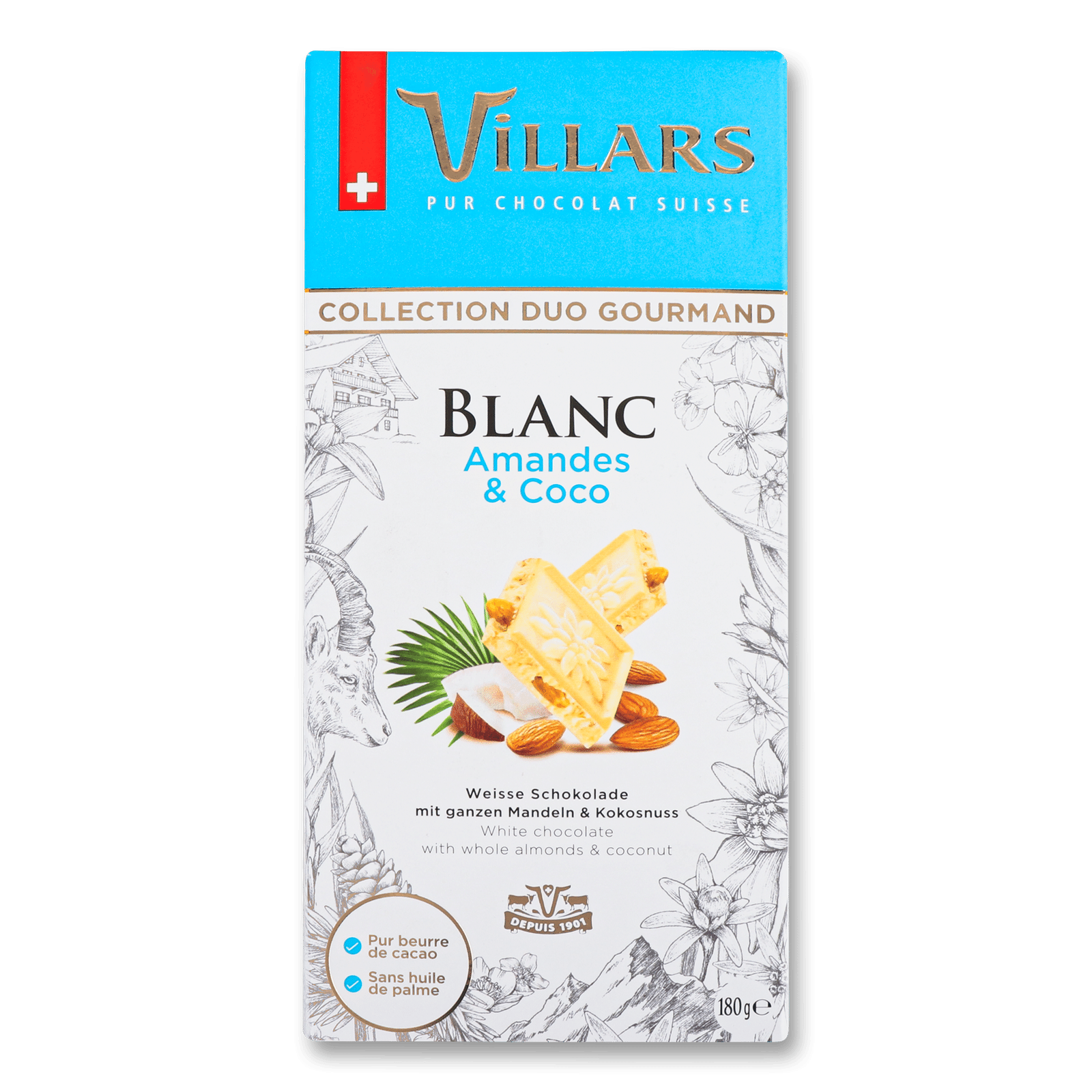 Шоколад білий Villars цільний мигдаль-кокос - 1