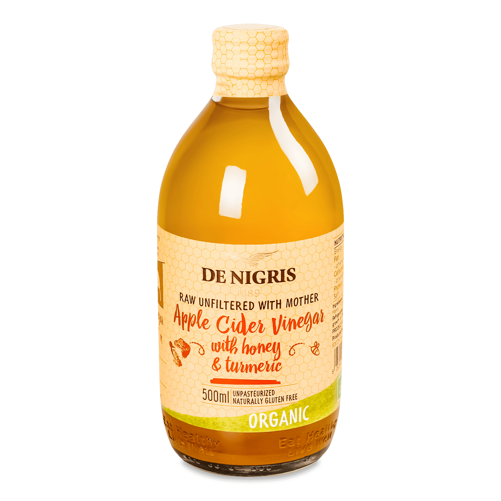 Оцет De Nigris яблучний з медом і куркумою органічний - 1