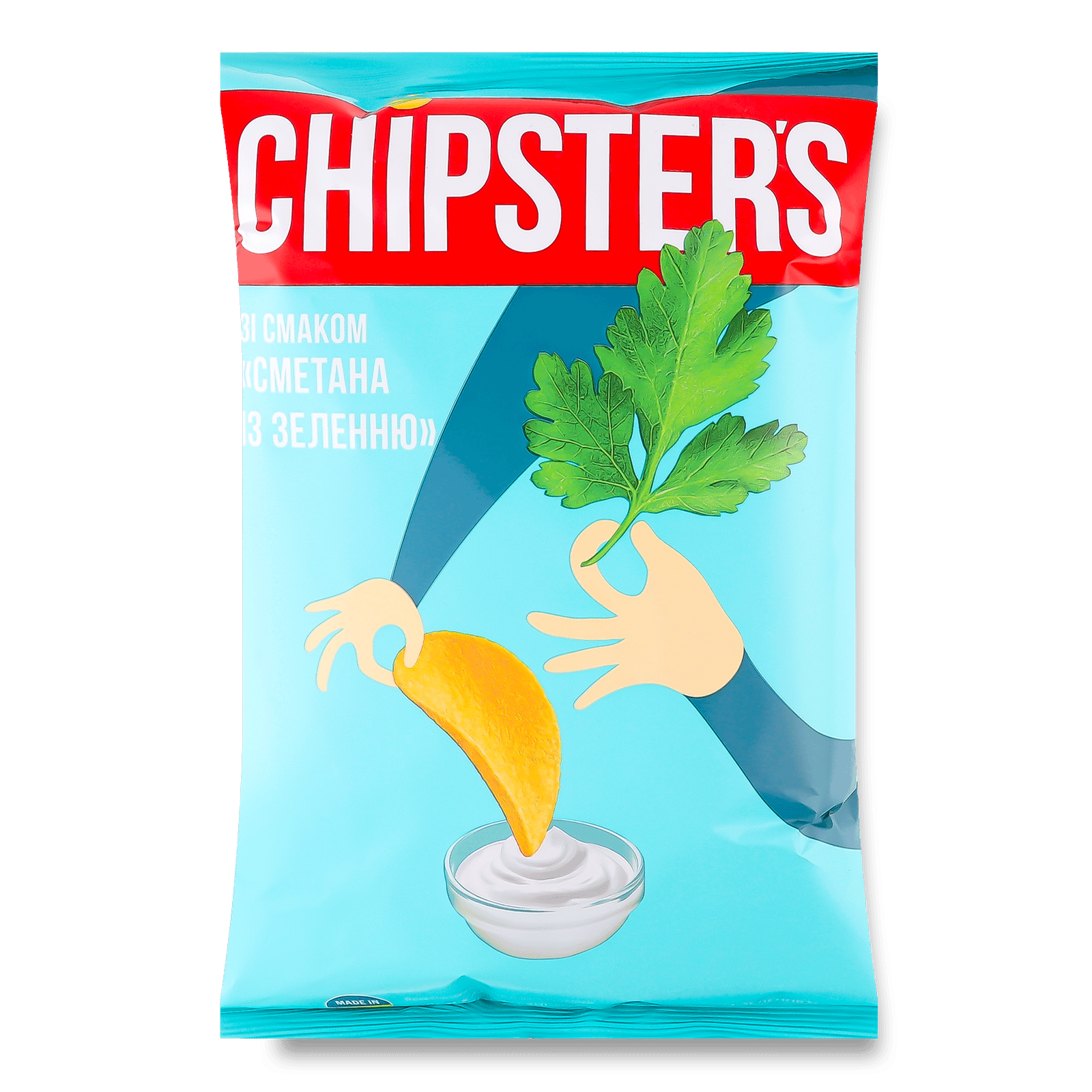 Чипси Flint Chipster's натуральні зі смаком сметани та зелені - 1