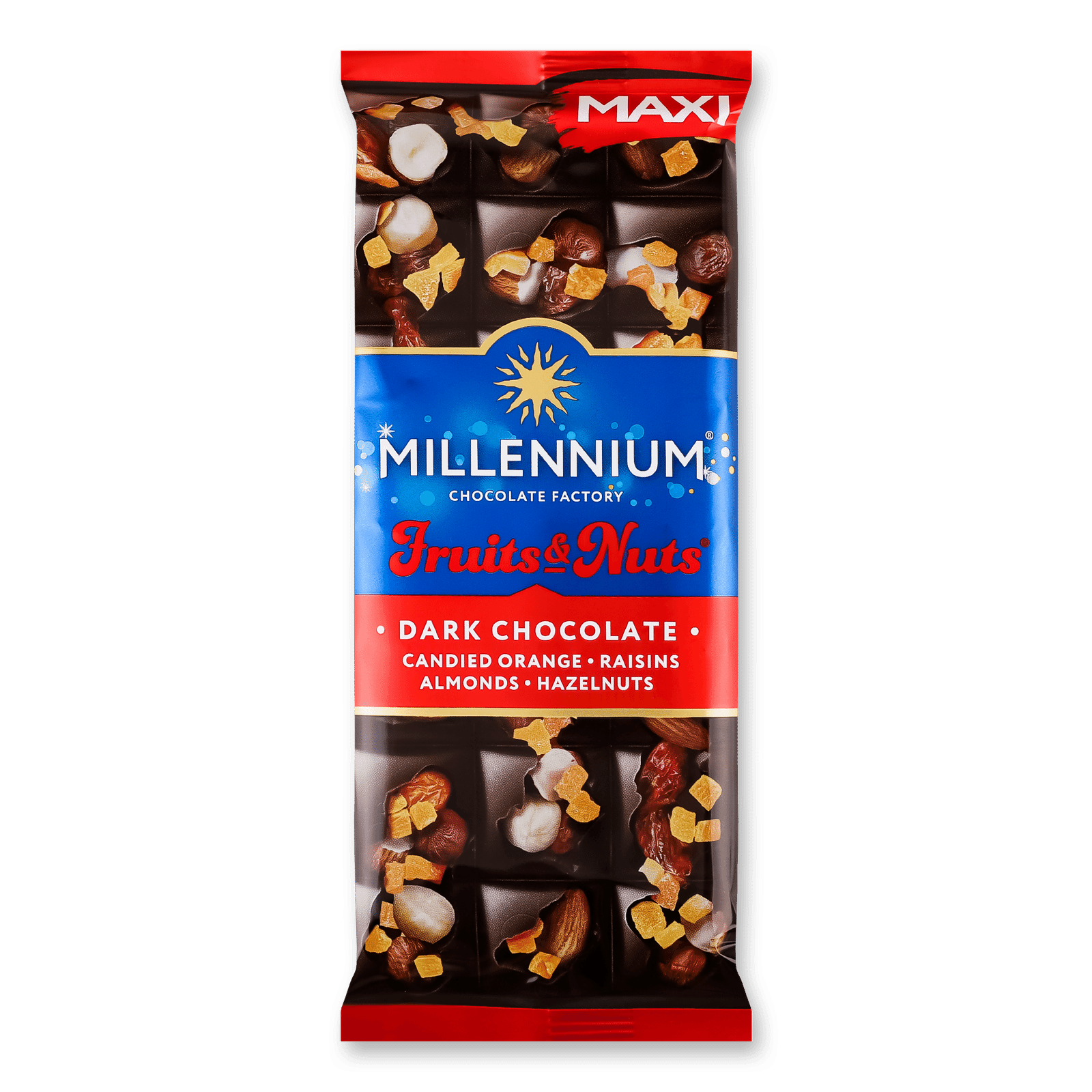 Шоколад чорний Millennium Fruits&Nuts мигдаль-фундук-цукати-родзинки - 1