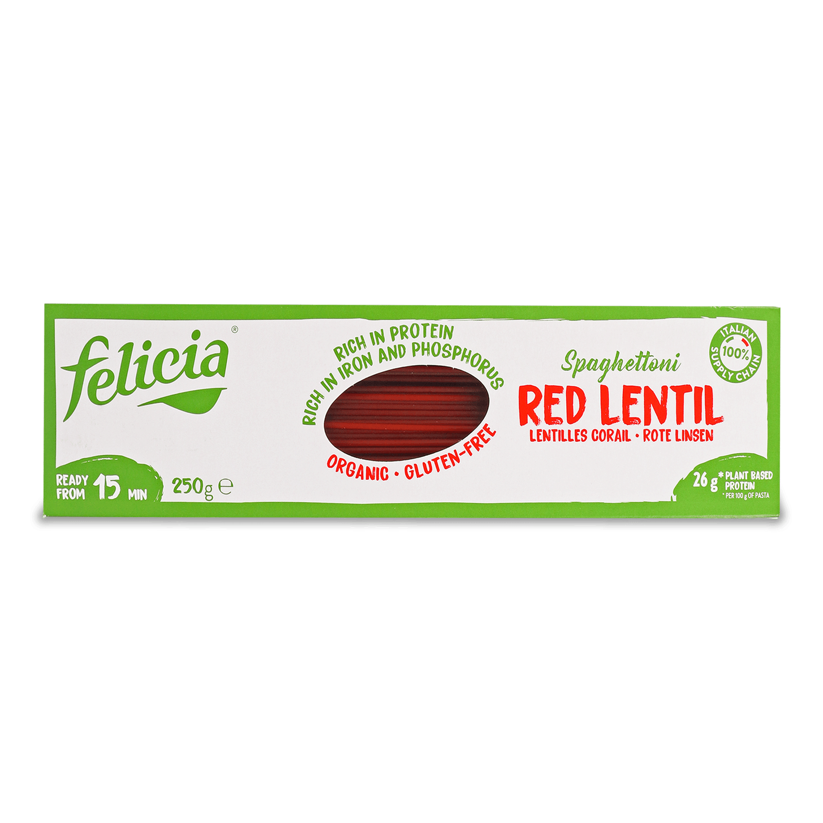 Вироби макаронні Felicia Спагетті з червоної сочевиці органічні - 1