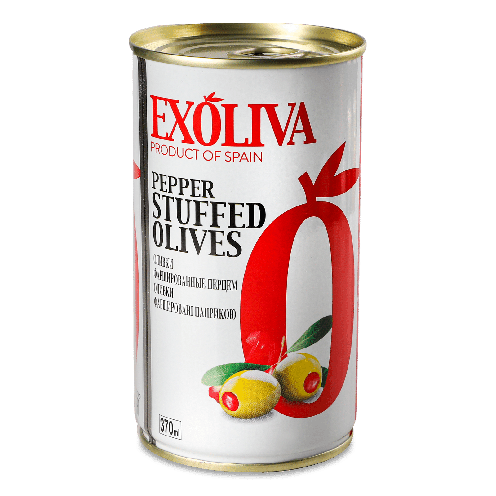 Оливки Exoliva зелені фаршировані червоним перцем - 1