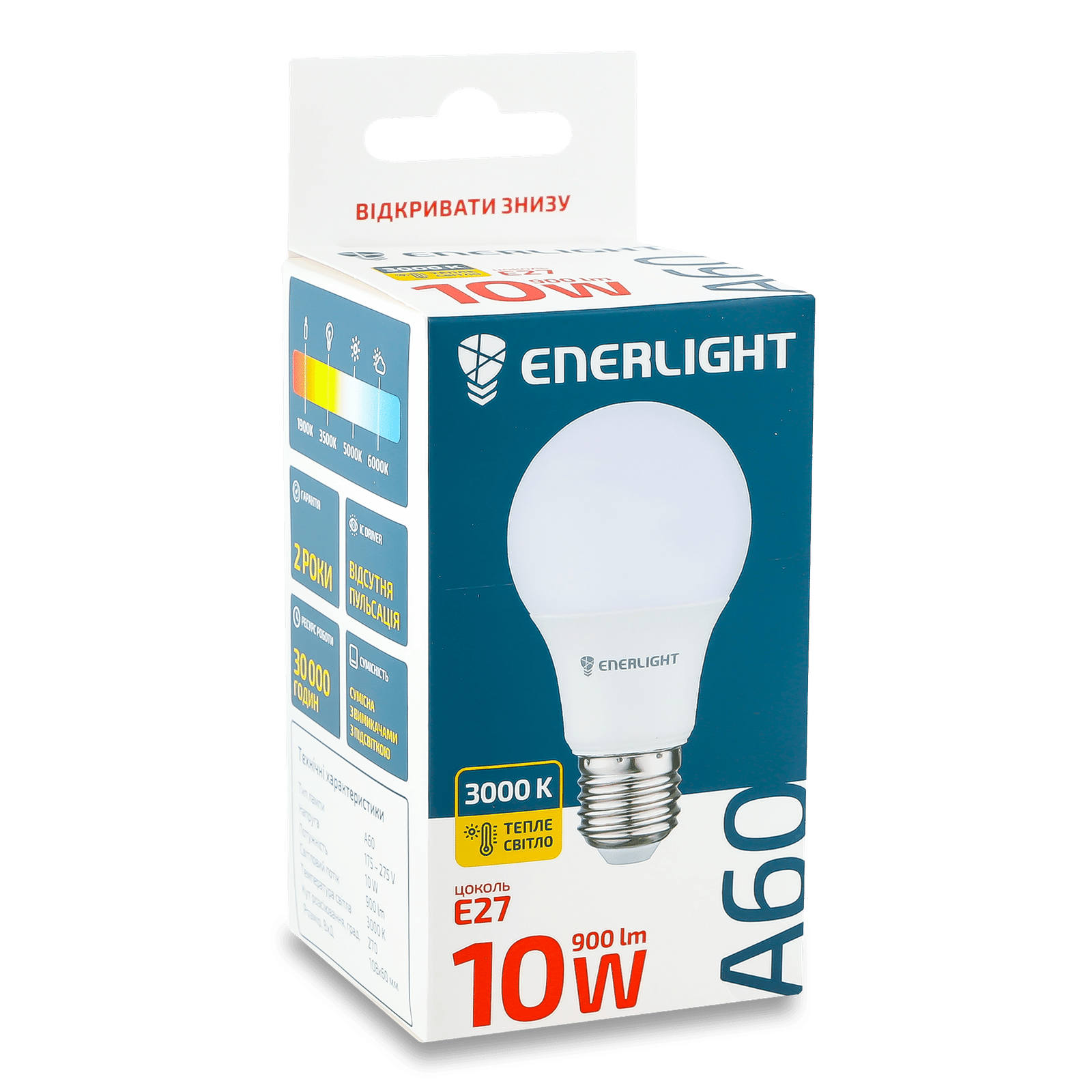 Лампа світлодіодна Enerlight A60 10 Вт 3000K E27 - 1