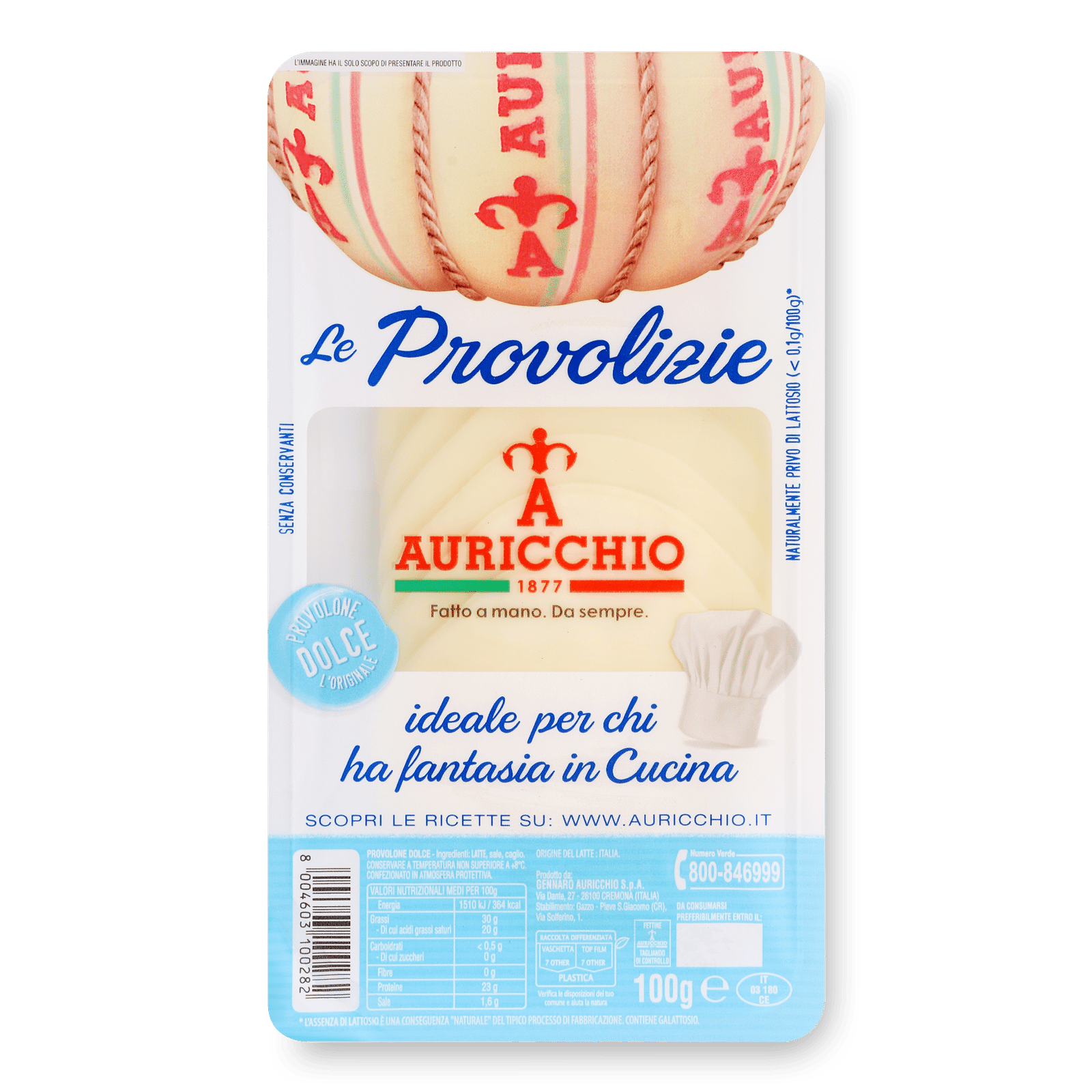 Сир Auricchio «Проволоне Дольче» 52% з коров'ячого молока, слайси - 1