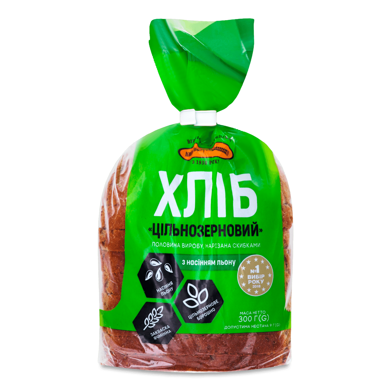 Хліб «Київхліб» цільнозерновий нарізаний - 1