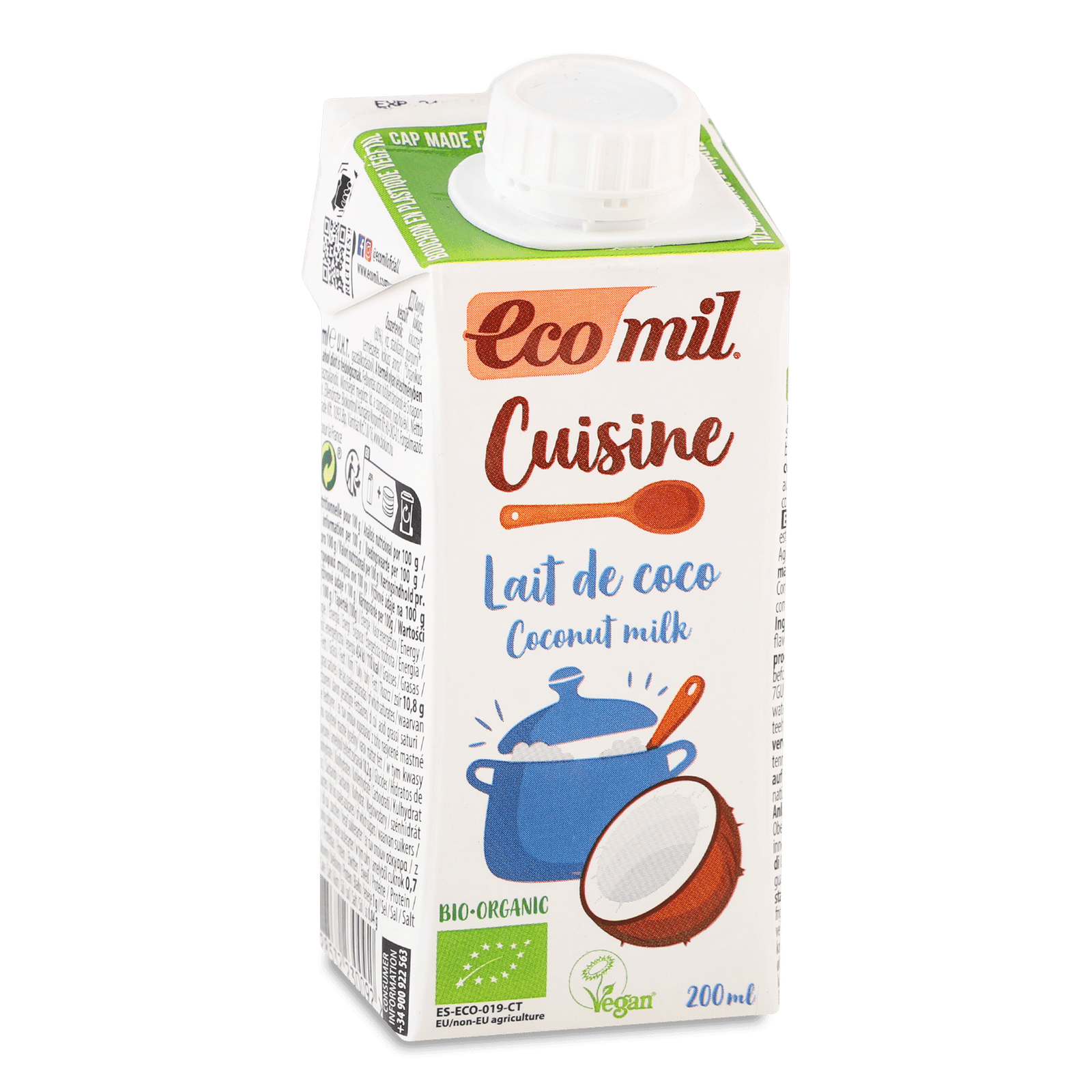Напій кокосовий Ecomil органічний для приготування страв - 1