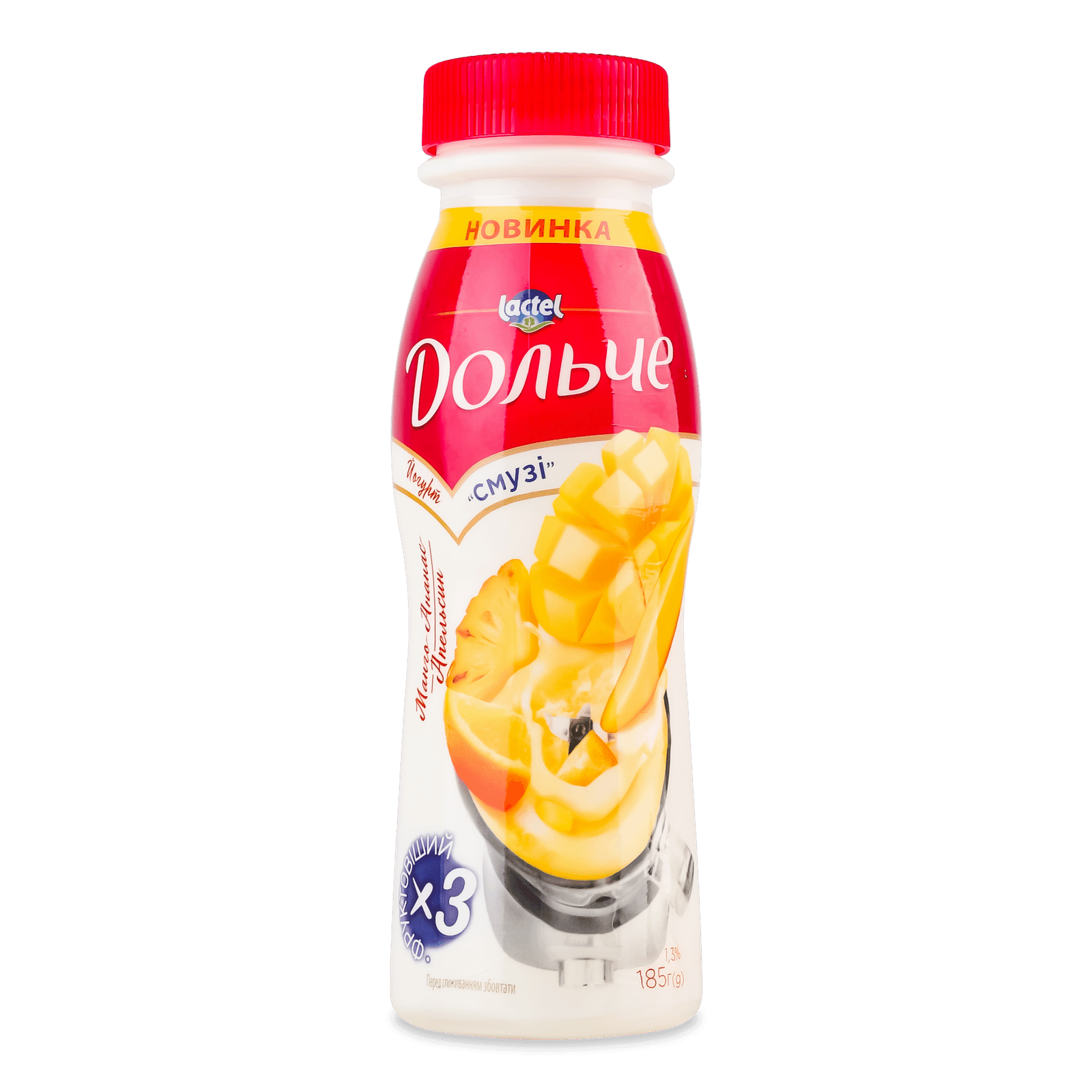 Йогурт Дольче Смузі манго-ананас-апельсин 1,3% пляшка - 1