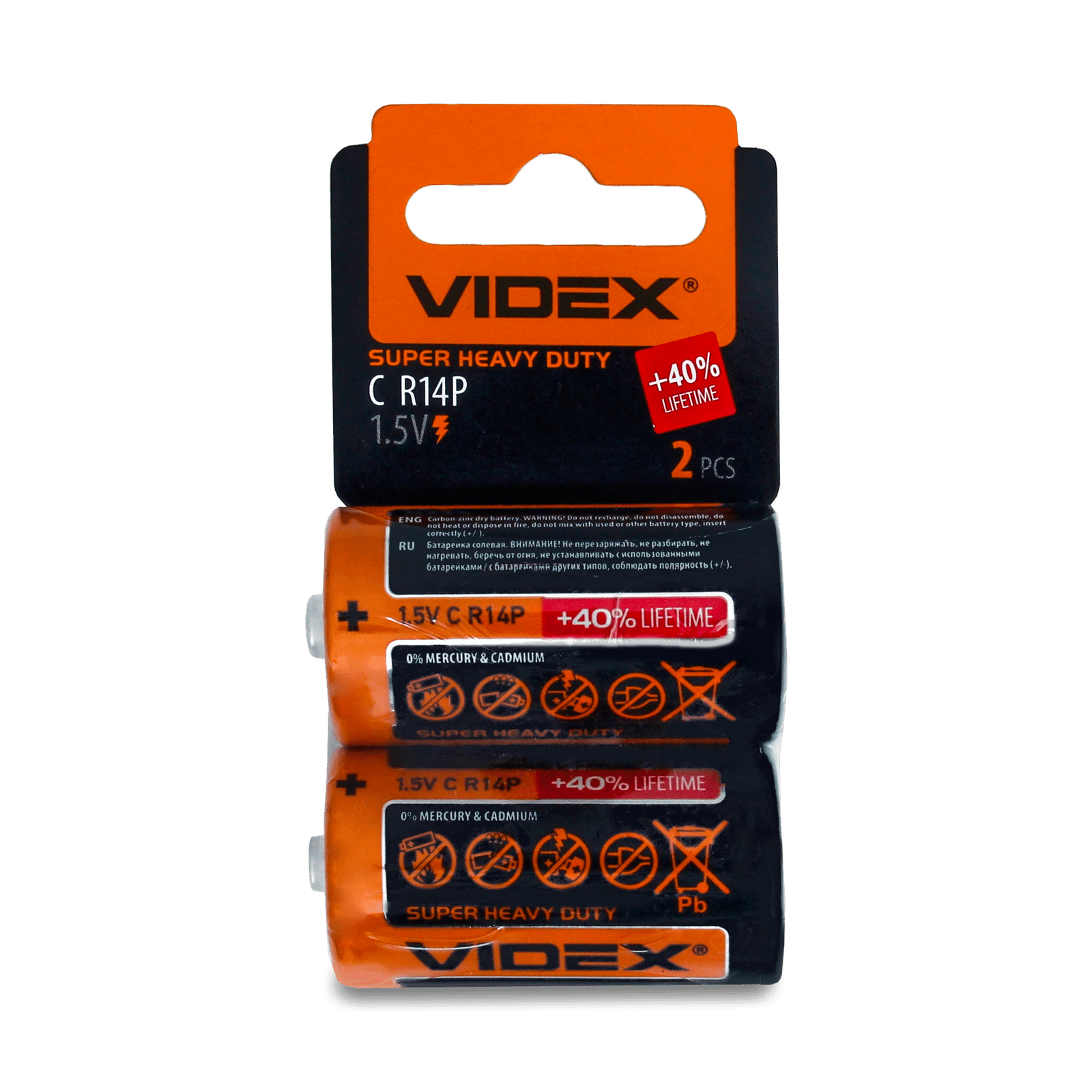 Батарейки сольові Videx R14P/C - 1