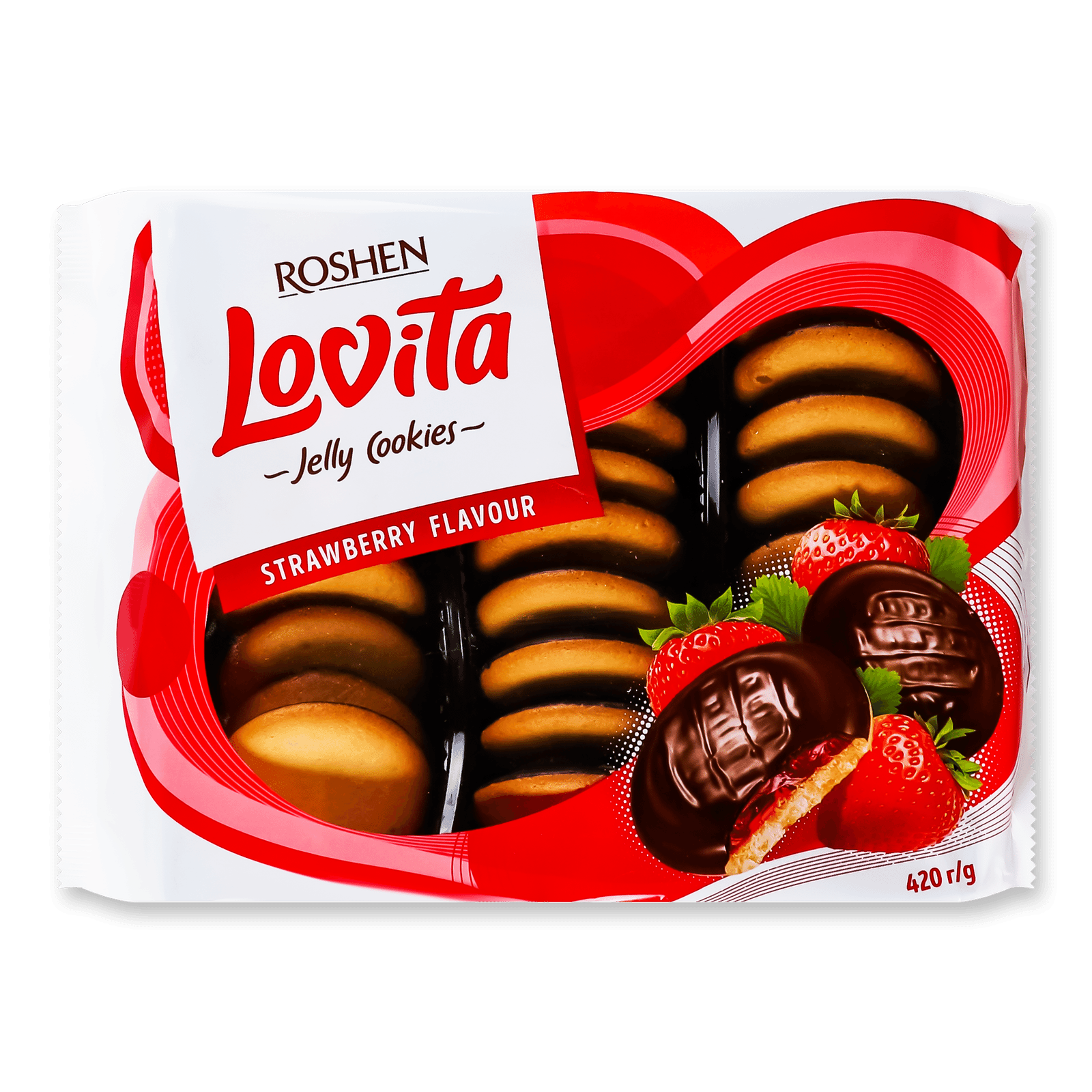 Печиво Roshen Lovita Jelly Cookies Strawberry - 1