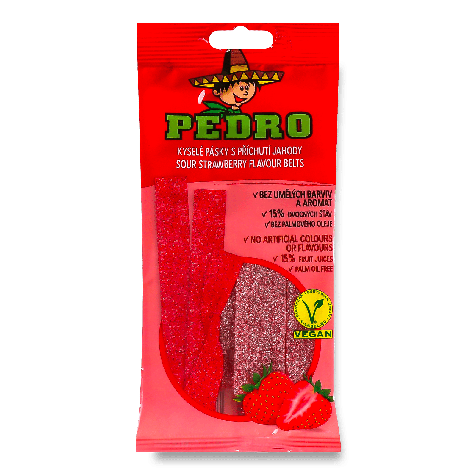 Цукерки Pedro «Ремінці полуниця» жувальні - 1