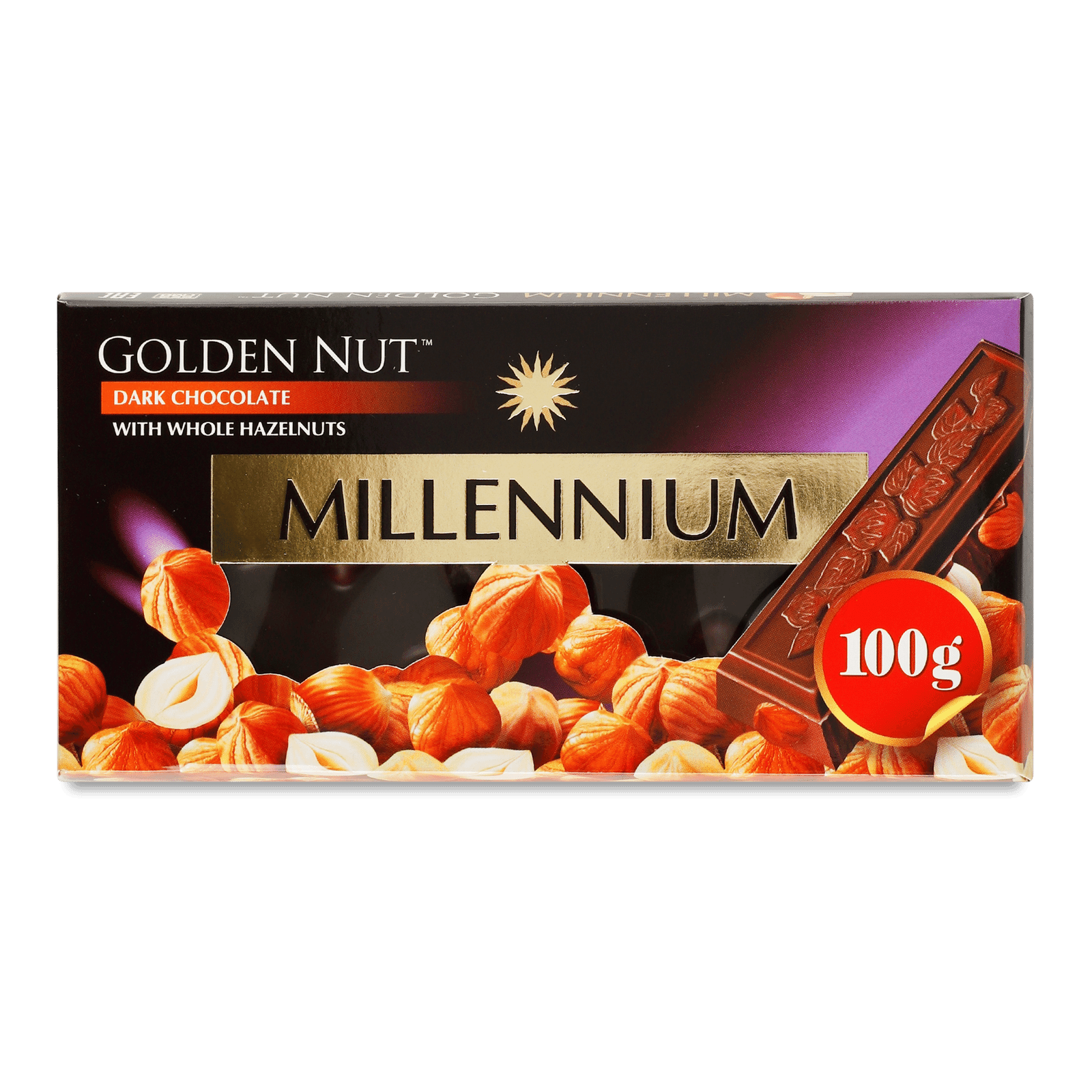 Чорний шоколад Millennium Gold з цілими лісовими горіхами - 1