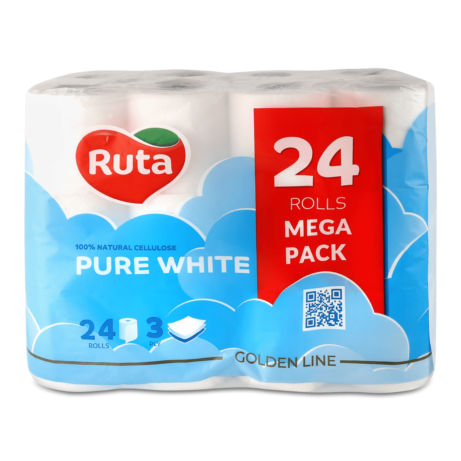 Папір туалетний Ruta Pure White білий 3-шаровий - 1
