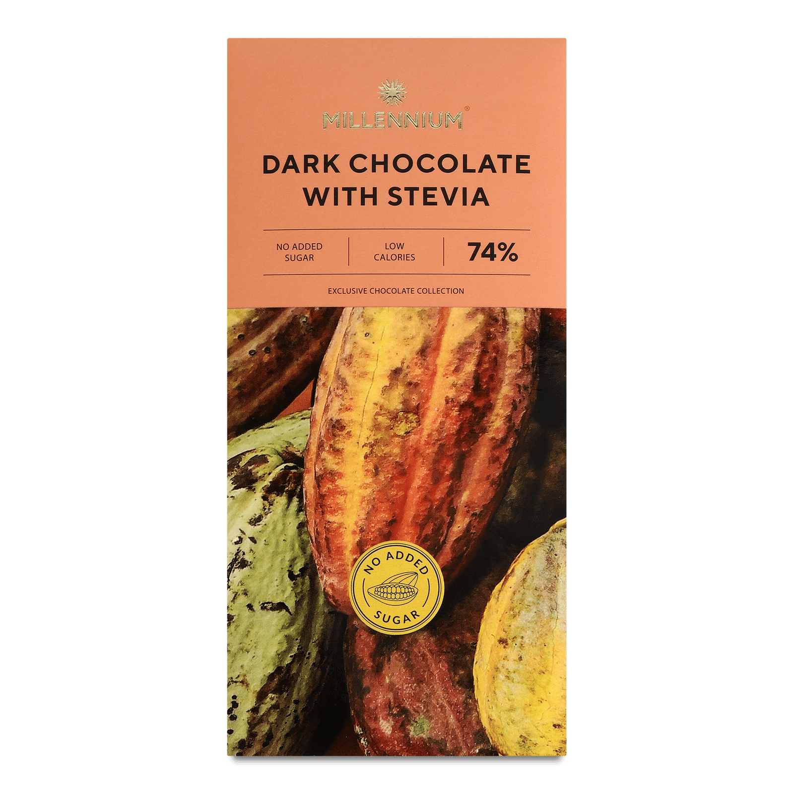 Шоколад чорний Millennium зі стевією 74% - 1
