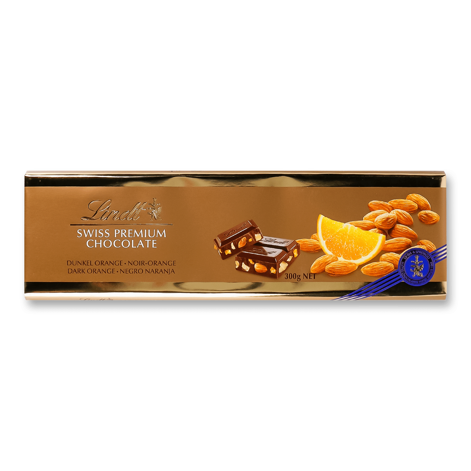 Шоколад темний Lindt Gold з апельсином та мигдалем - 1