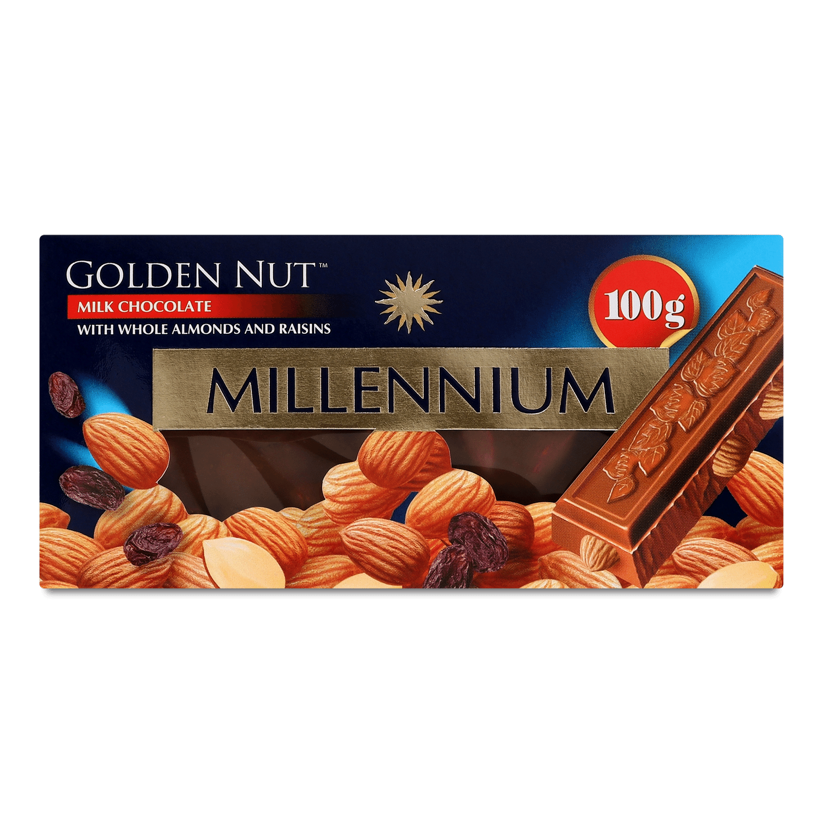 Шоколад молочний Millennium Golden Nut мигдаль-родзинки - 1