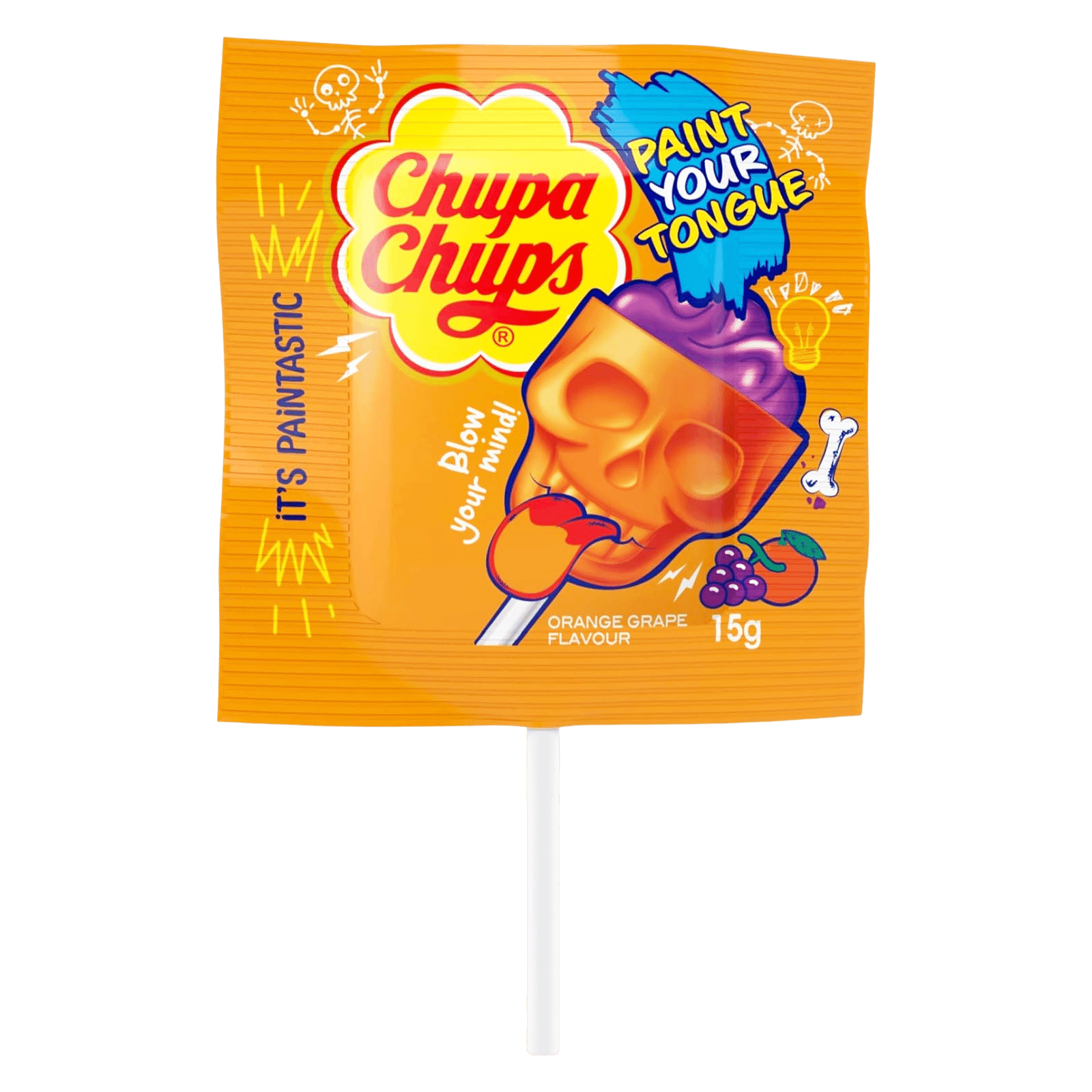 Карамель Chupa Chups «Розфарбуй язик» зі смаком апельсина і винограда - 1