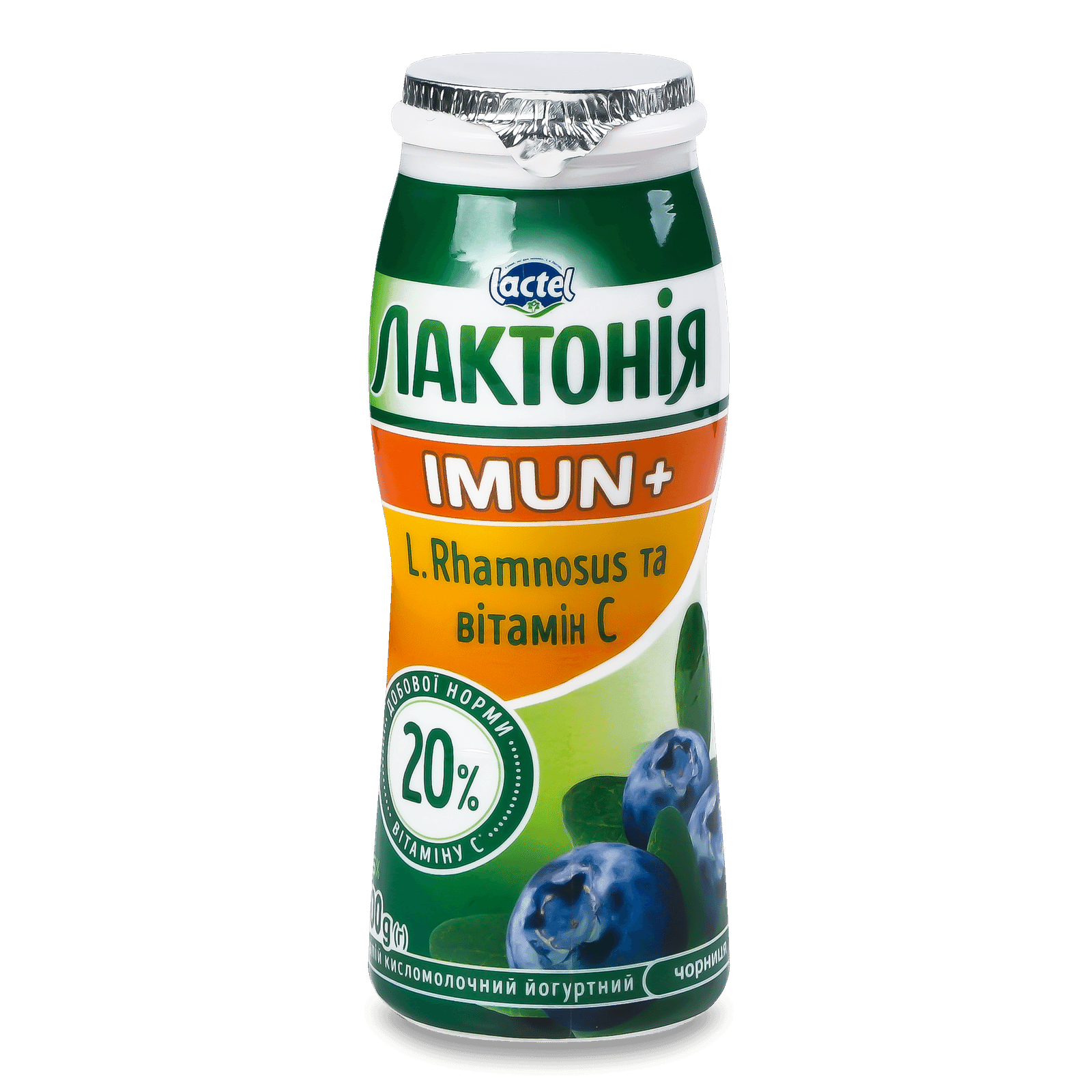 Напій кисломолочний йогуртний «Лактонія» Imun+ чорниця 1,5% - 1