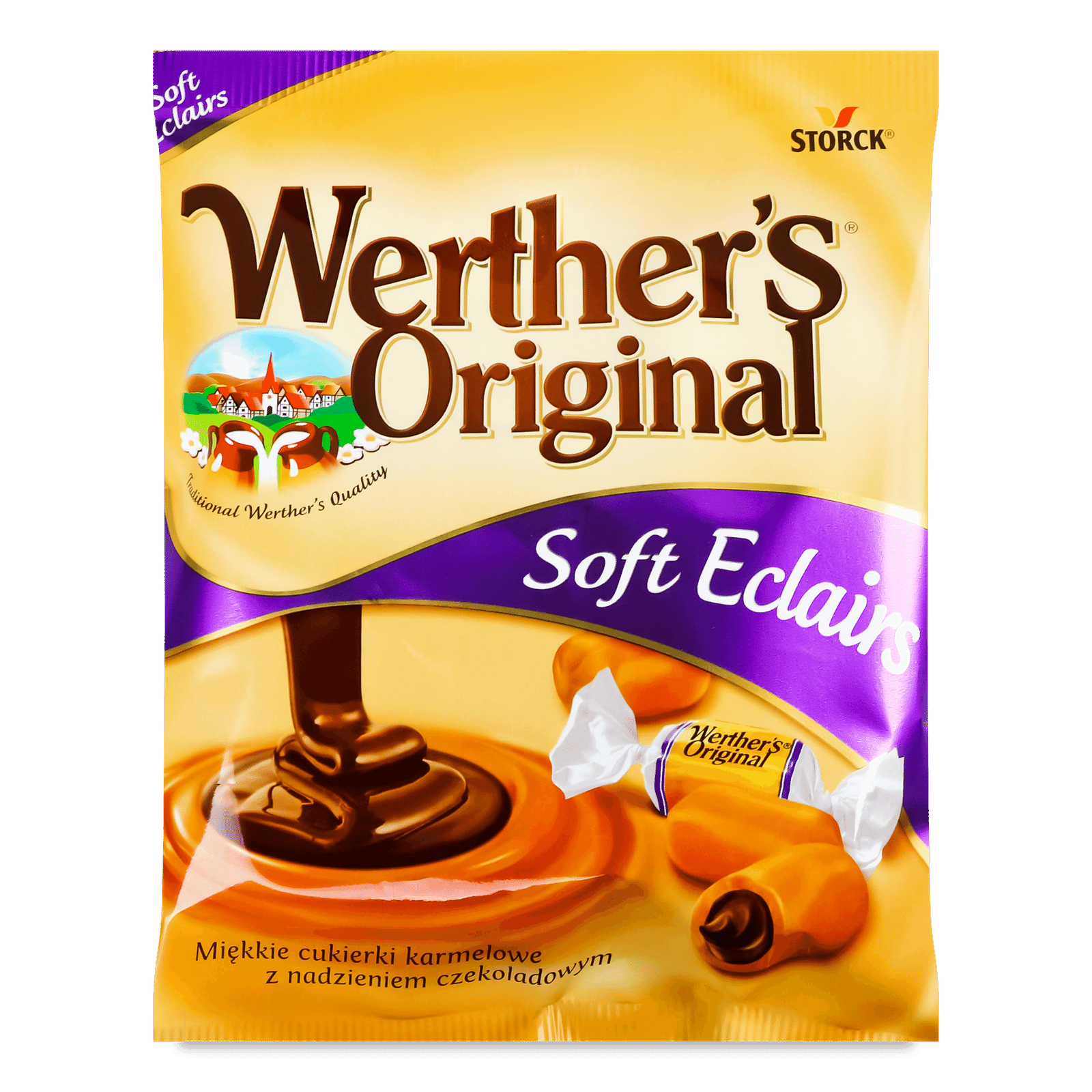 Цукерки Werther's Original Eclairs ірис з шоколадною начинкою - 1