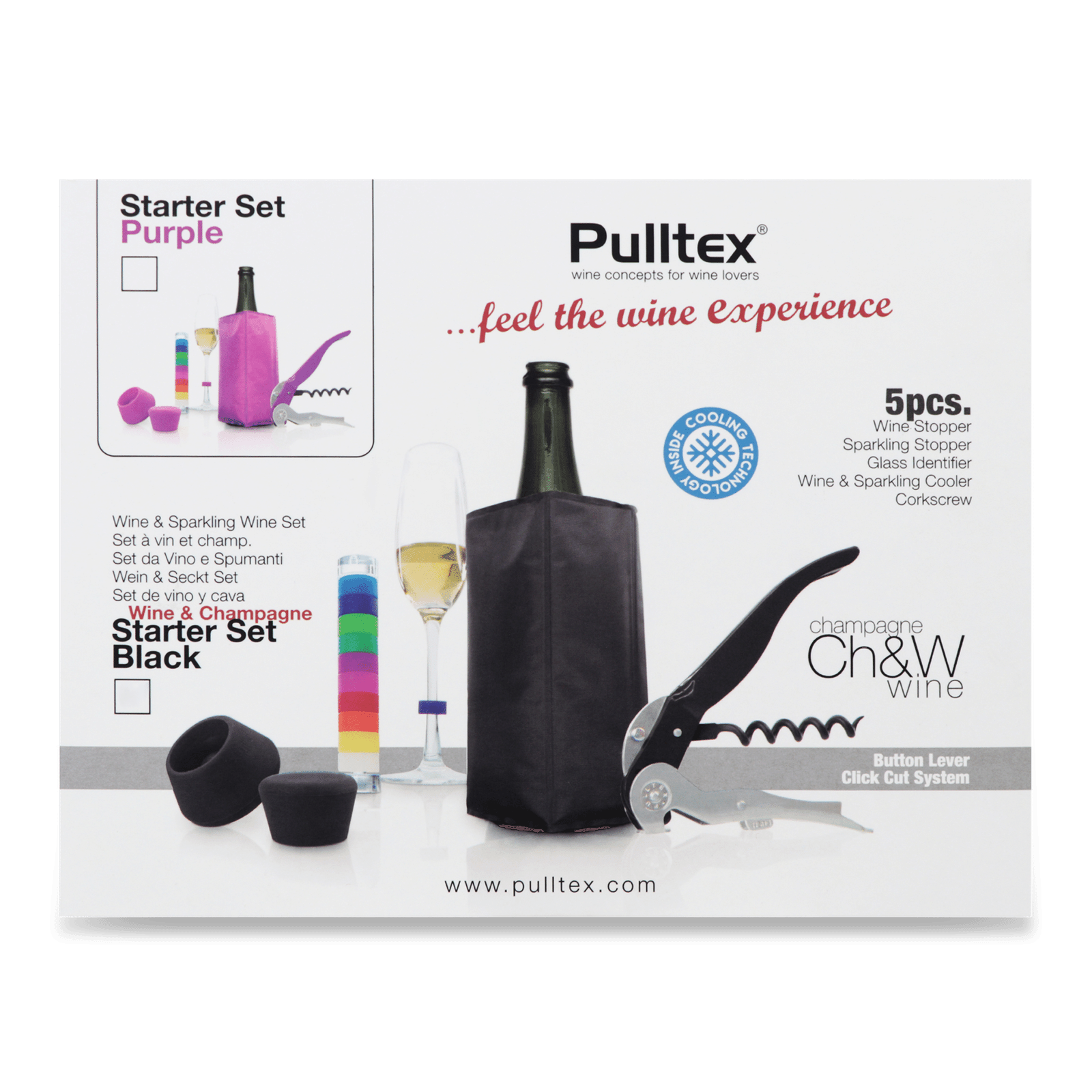 Набір для вина та шампанського Pulltex чорний 5шт - 1