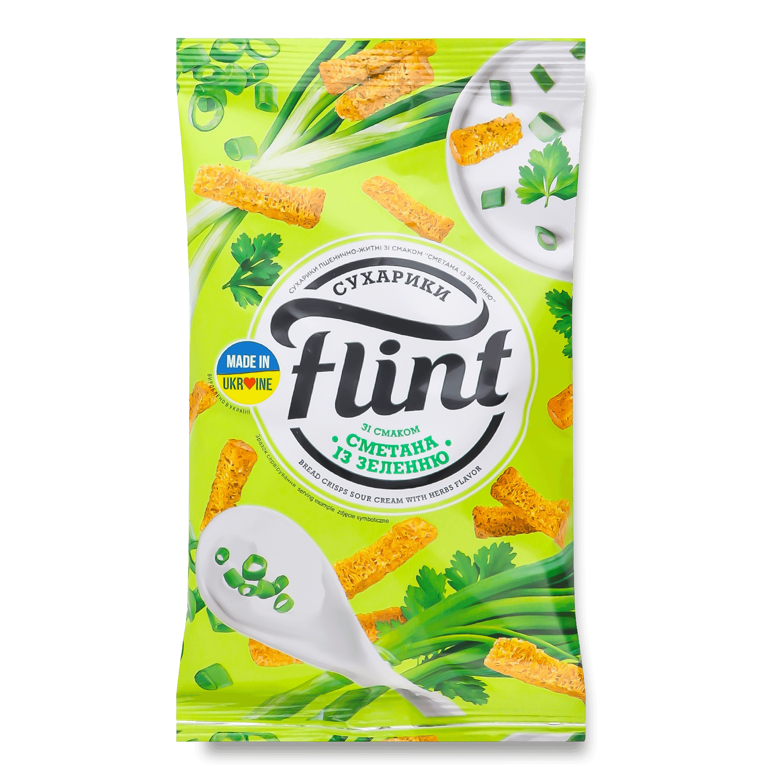 Сухарики Flint зі сметаною і зеленню - 1
