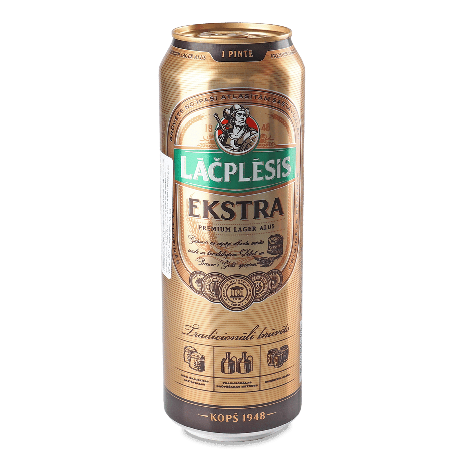 Пиво Lacplesis Ekstra 5,2% світле з/б - 1