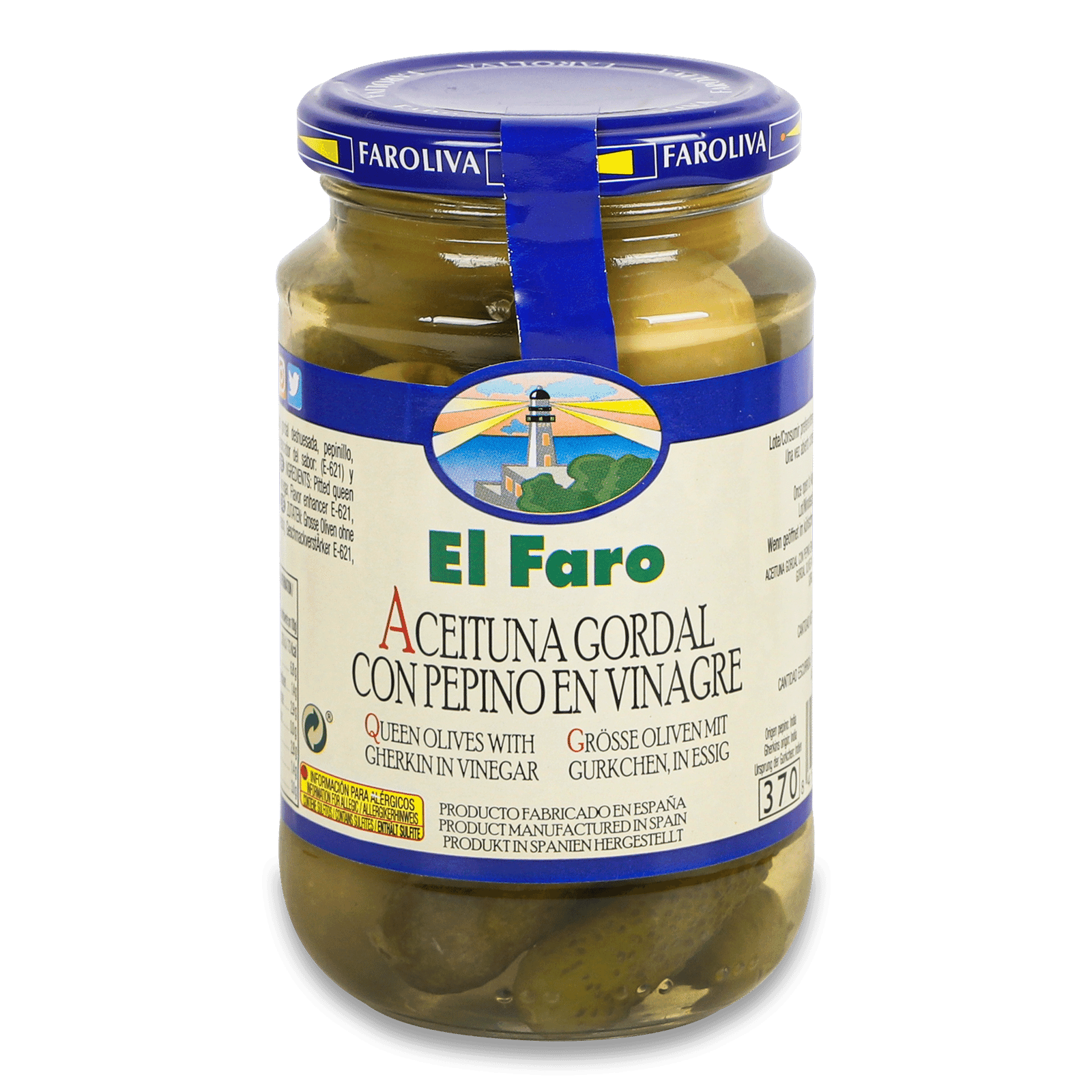 Оливки El Faro фаршировані корнішонами - 1