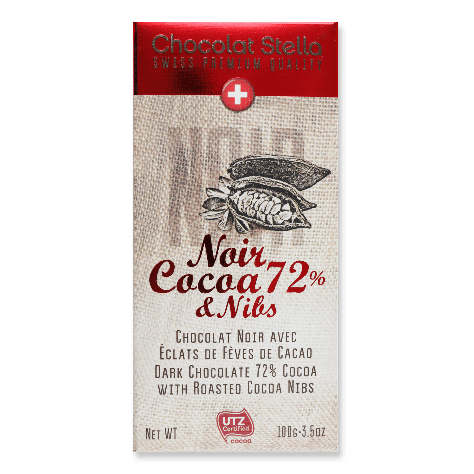 Шоколад чорний Chocolat Stella із какао-бобами 72% - 1