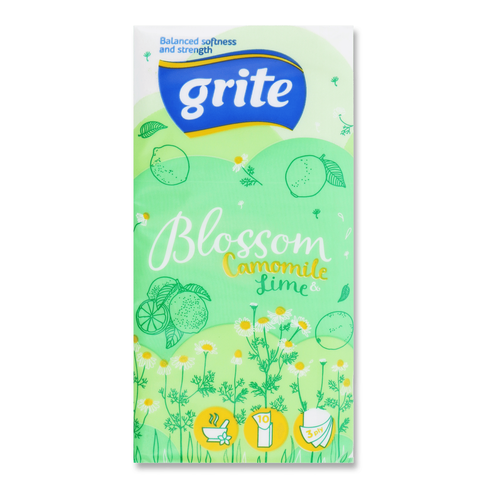 Хустинки паперові Grite Blossom Camomile & Lime - 1