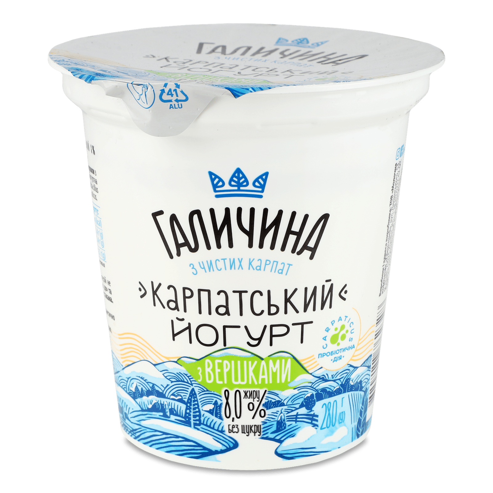 Йогурт Галичина Карпатський з вершками 8% стакан - 1