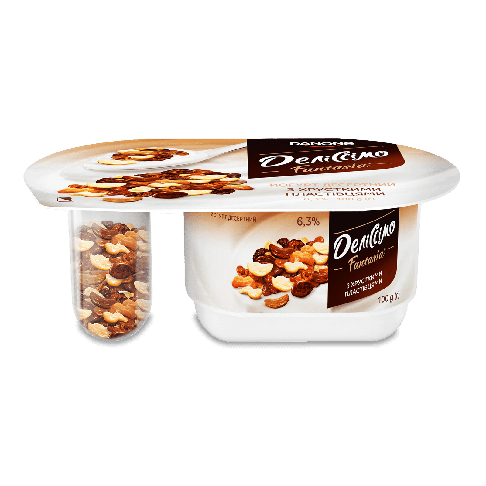 Йогурт Деліссімо Fantasia з хрусткими пластівцями 6,3% - 1