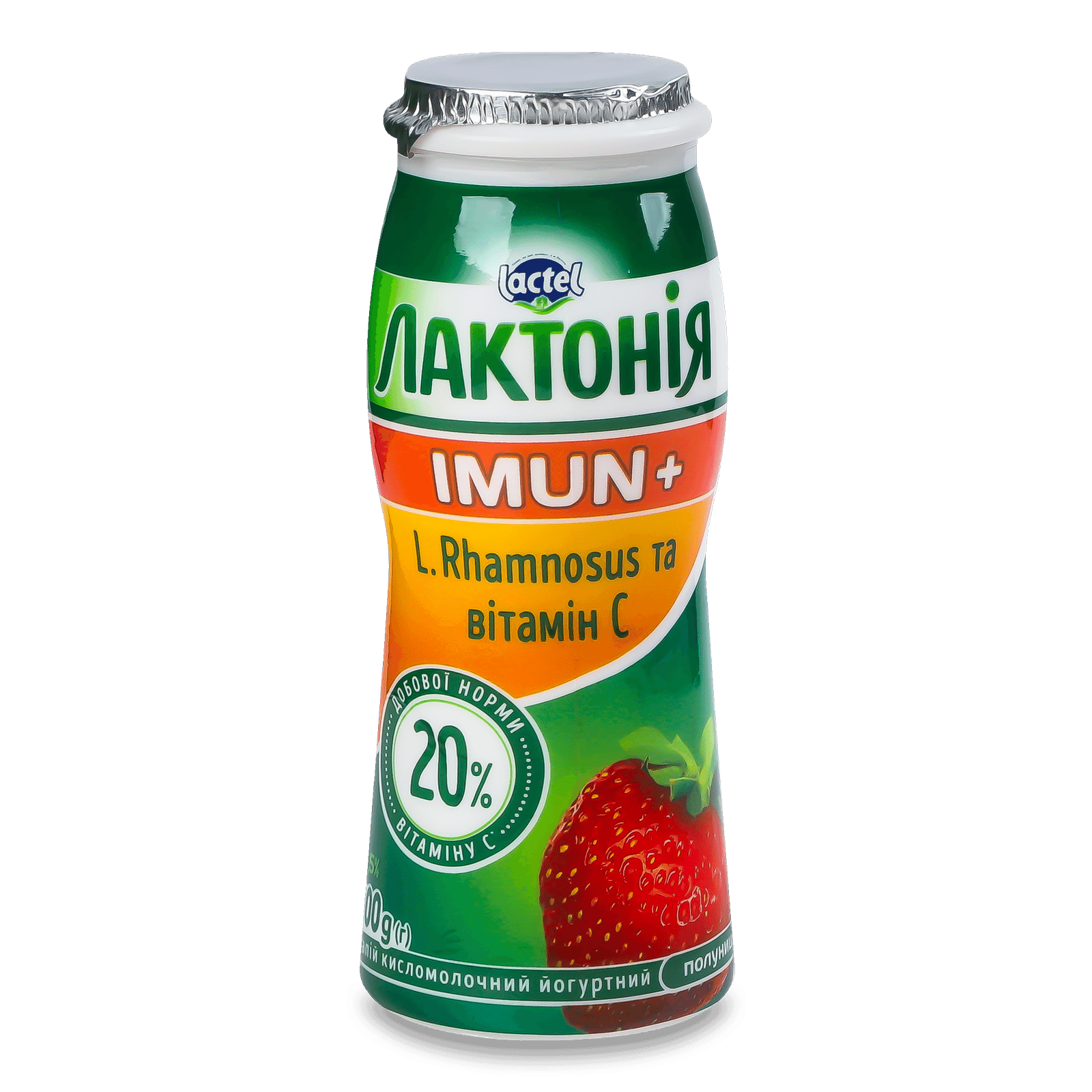 Напій кисломолочний йогуртний «Лактонія» Imun+ полуниця 1,5% - 1