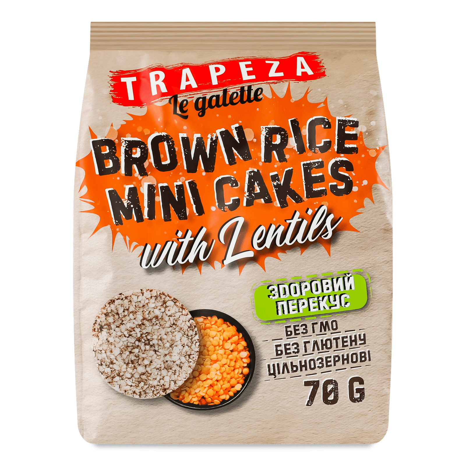 Міні-хлібці Trapeza рисові з сочевицею - 1