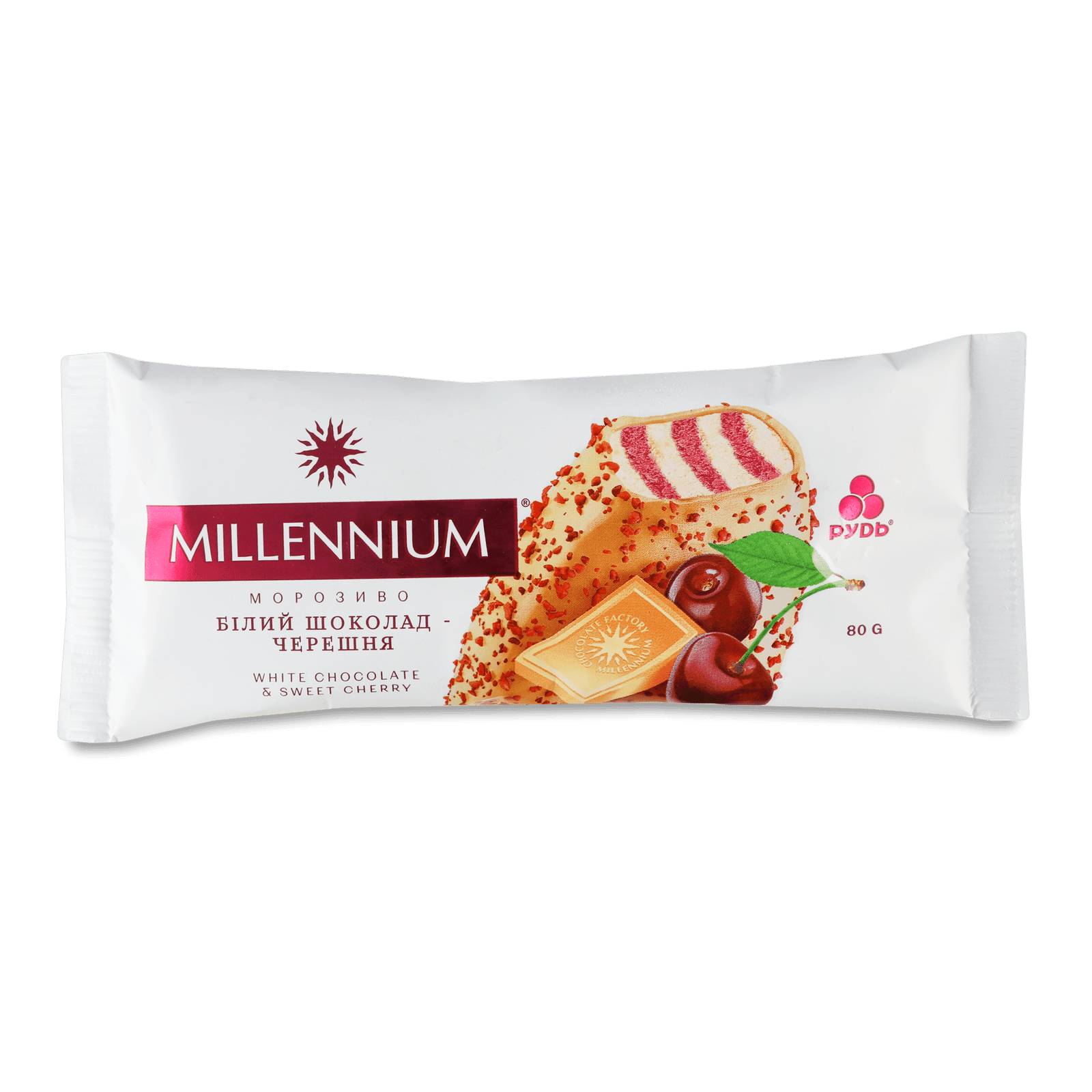 Морозиво Рудь Millenium білий шоколад-черешня - 1
