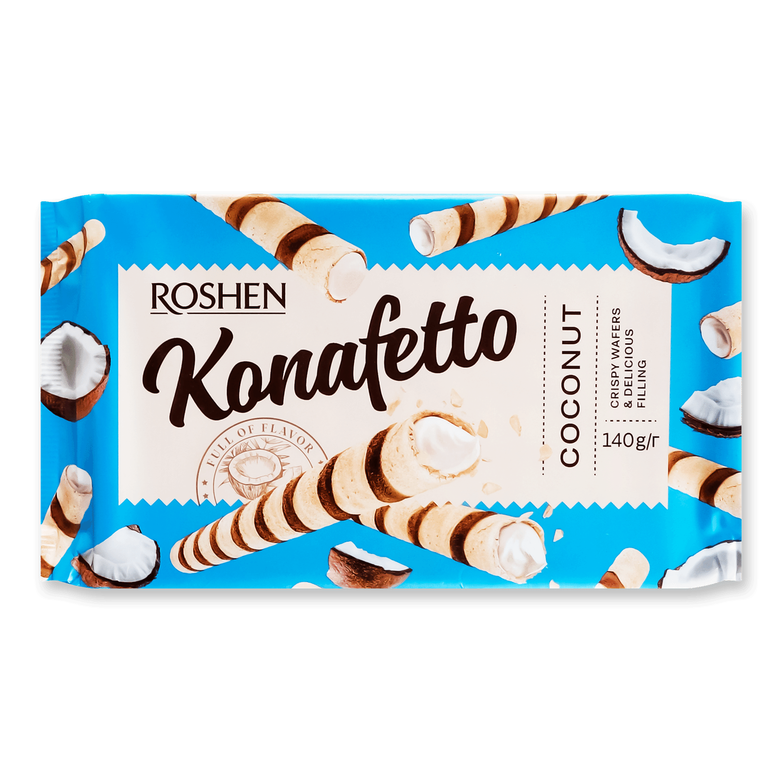 Трубочки Roshen Konafetto вафельні кокосова начинка - 1