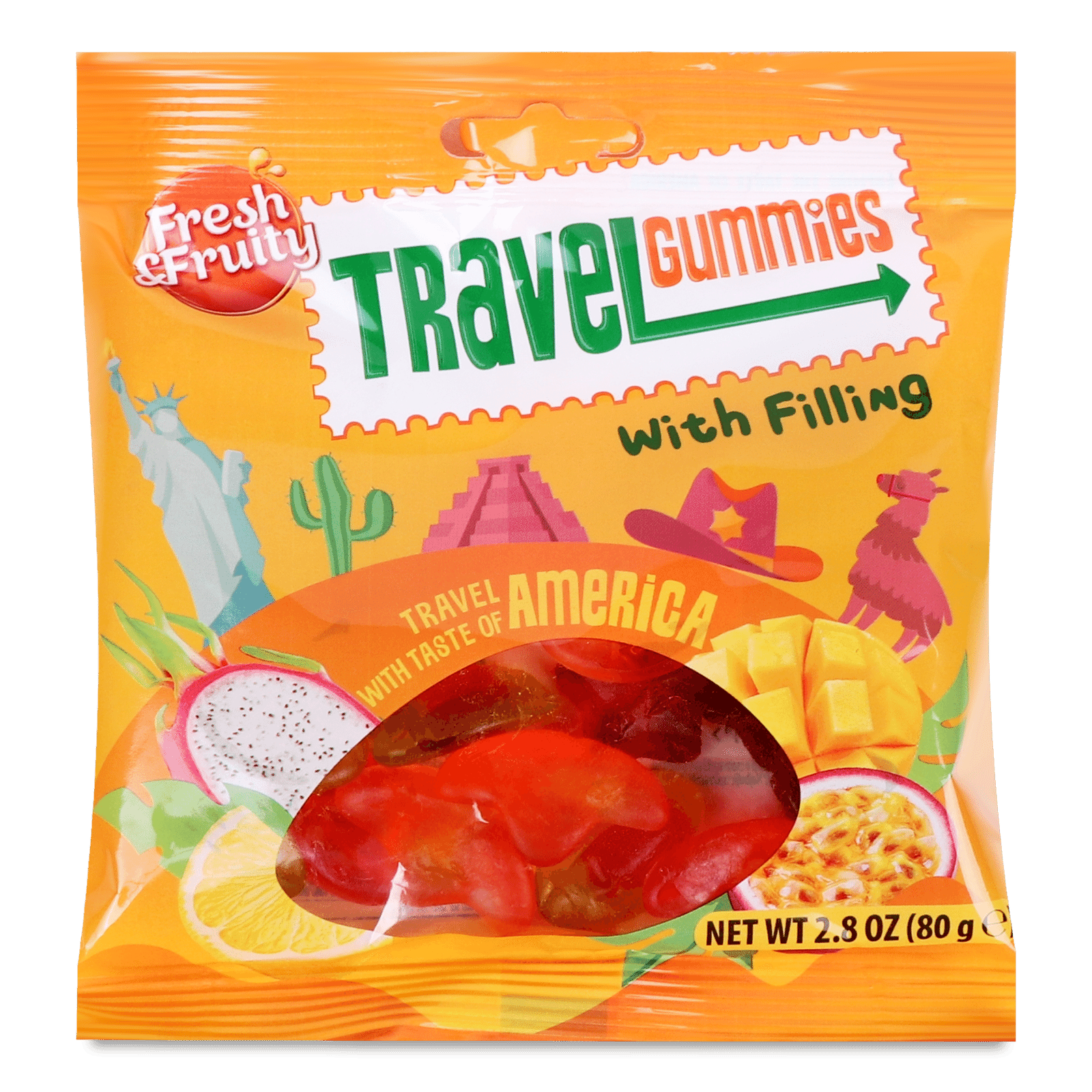Цукерки Wawel Travel Gummies America з фруктовим смаком - 1