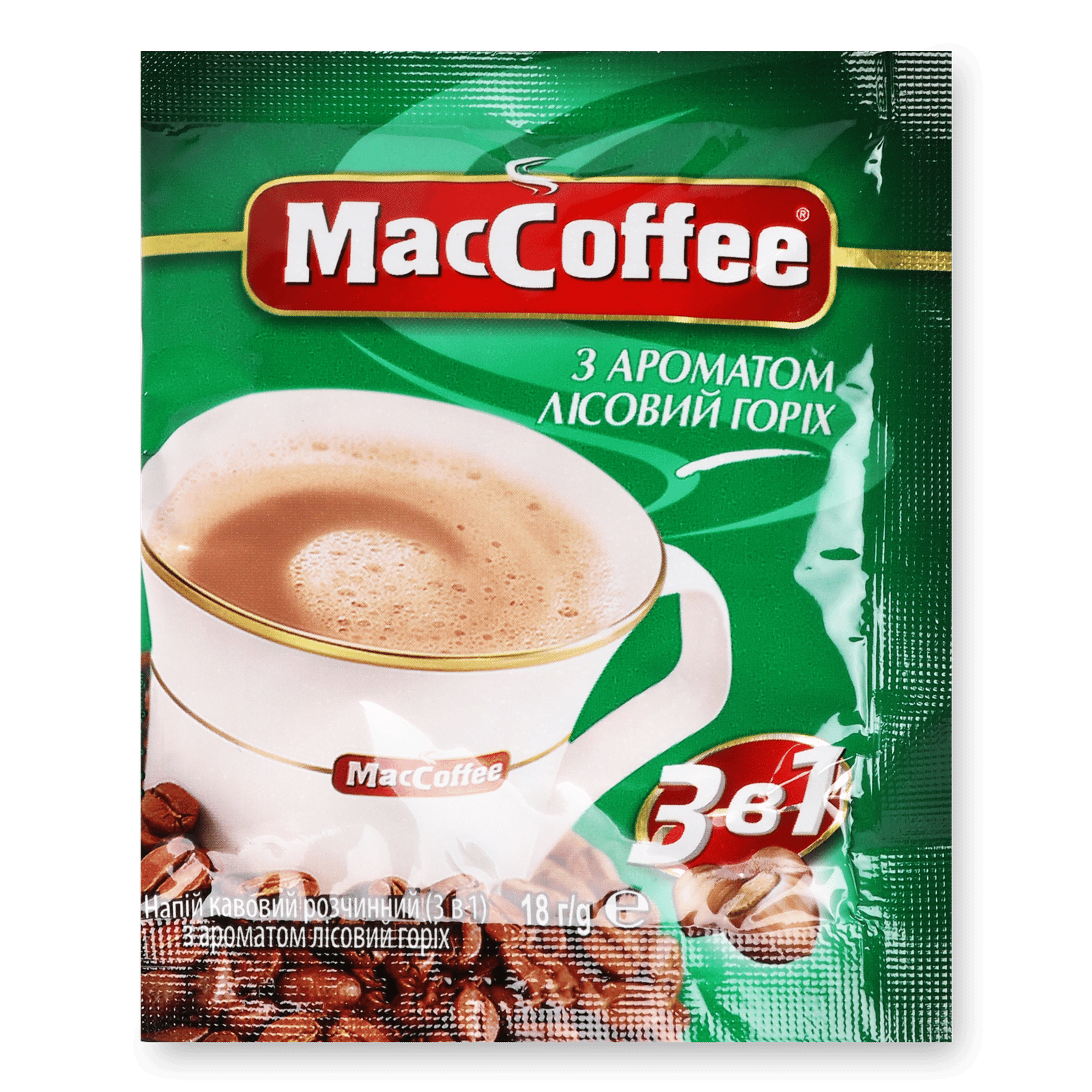Напій кавовий MacCoffee «Лісовий горіх» з вершками та цукром - 1