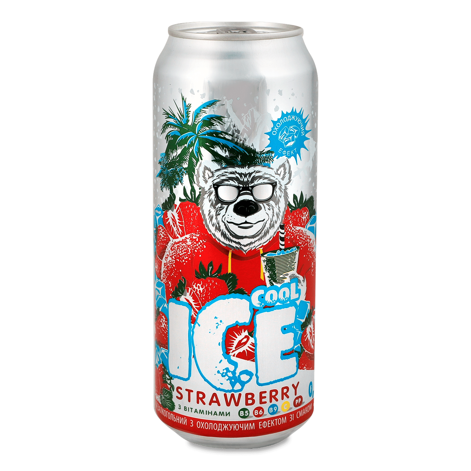 Напій Ice Cool «Полуниця» охолоджувальний ефект, безалкогольне з/б - 1