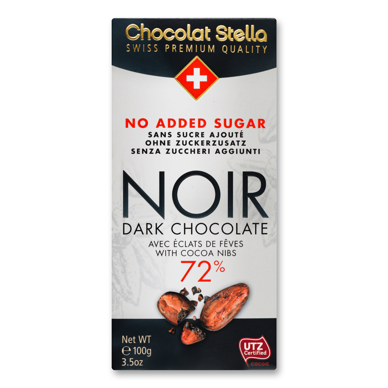 Шоколад чорний Chocolat Stella екстра з какао-бобами без цукру - 1