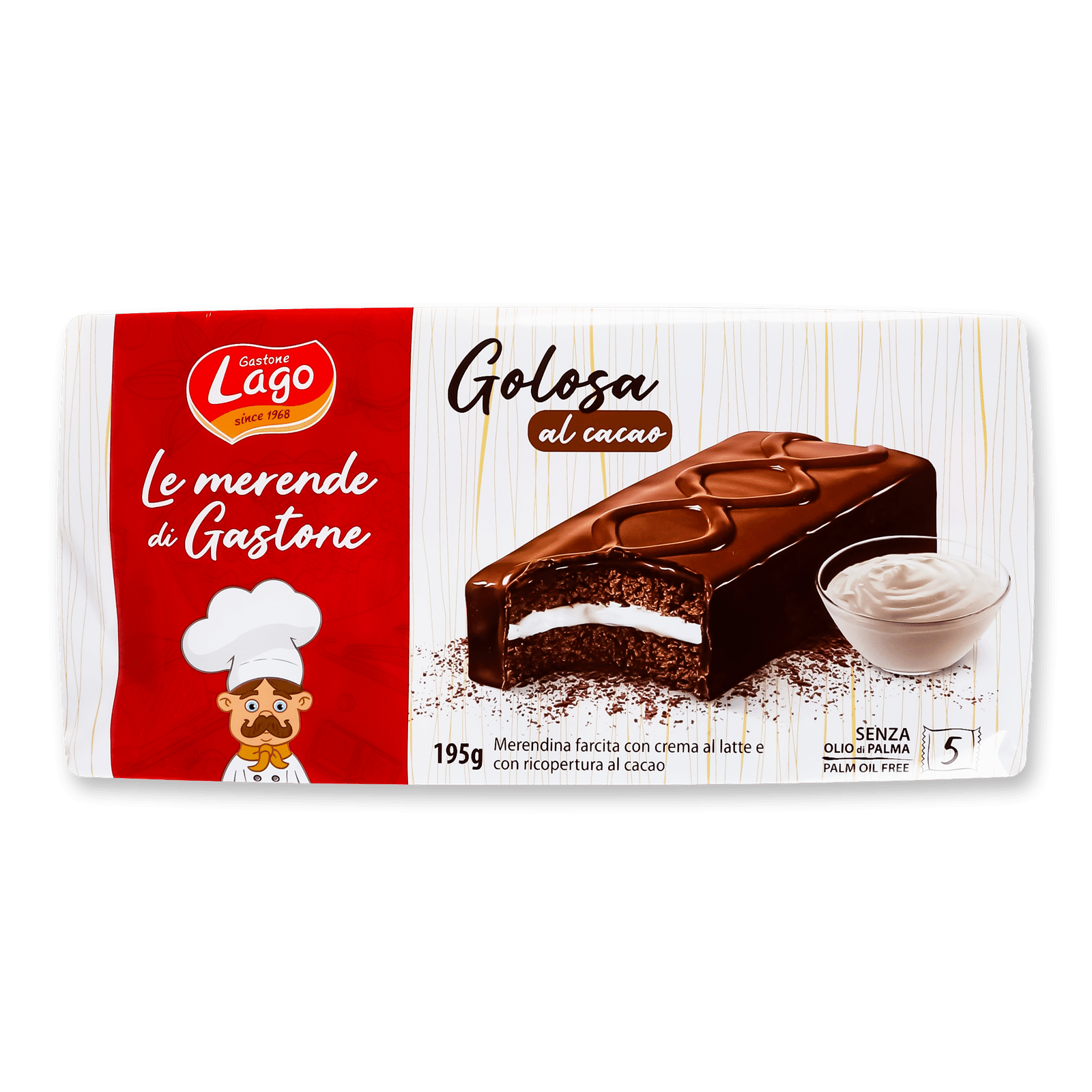 Бісквіт Gastone Lago з какао та молочним кремом в глазурі - 1
