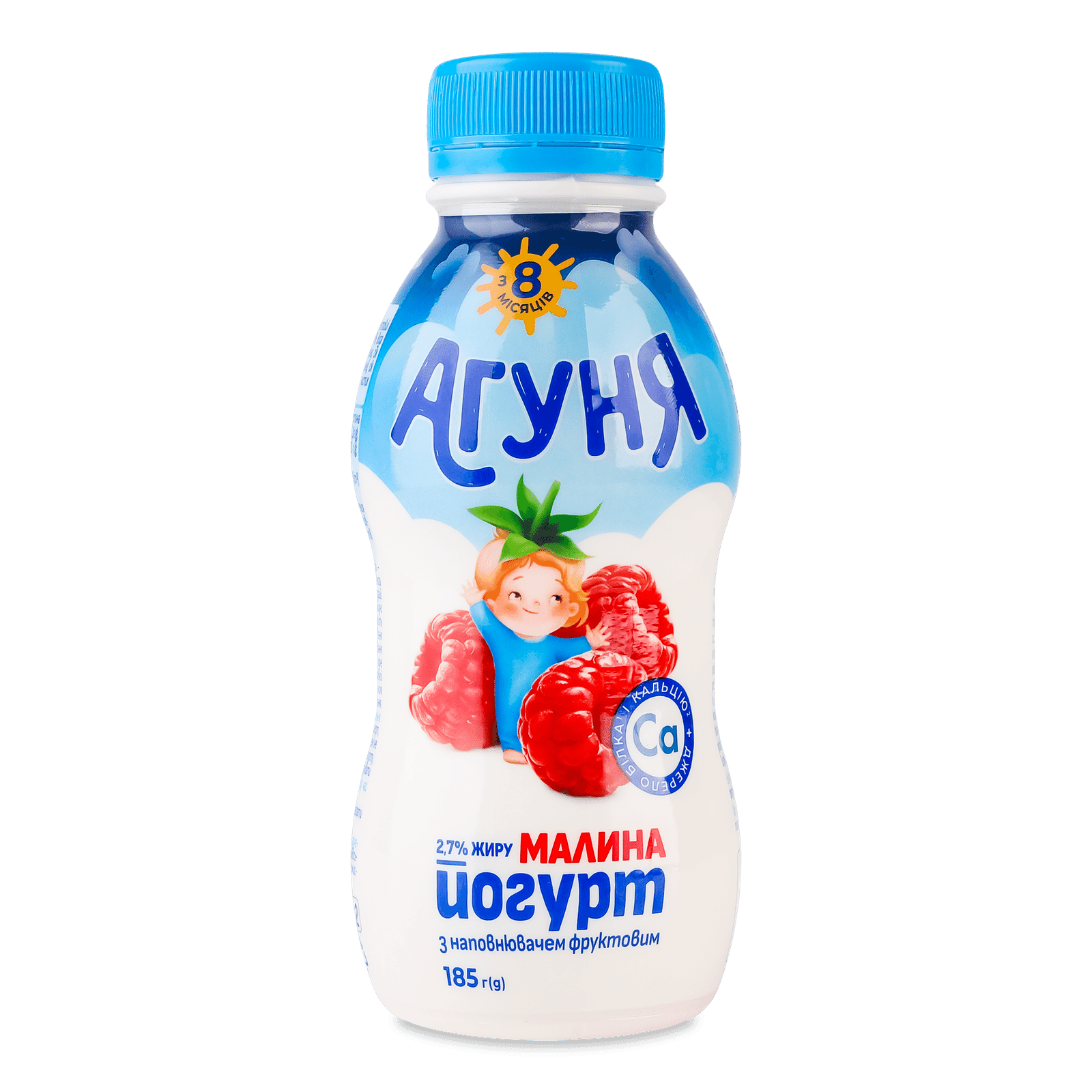 Йогурт «Агуня» малина з пробіо-вітамінами 2,7%, пляшка - 1