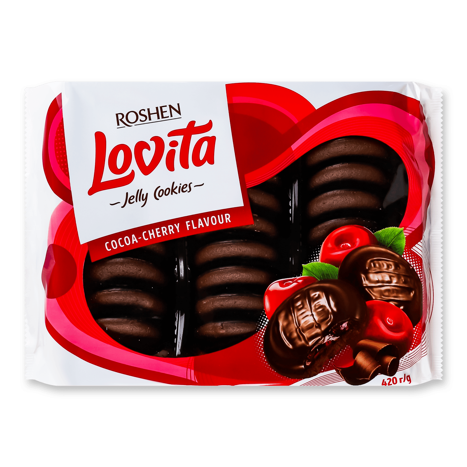 Печиво Roshen Lovita Jelly Cookies Cocoa-cherry - 1